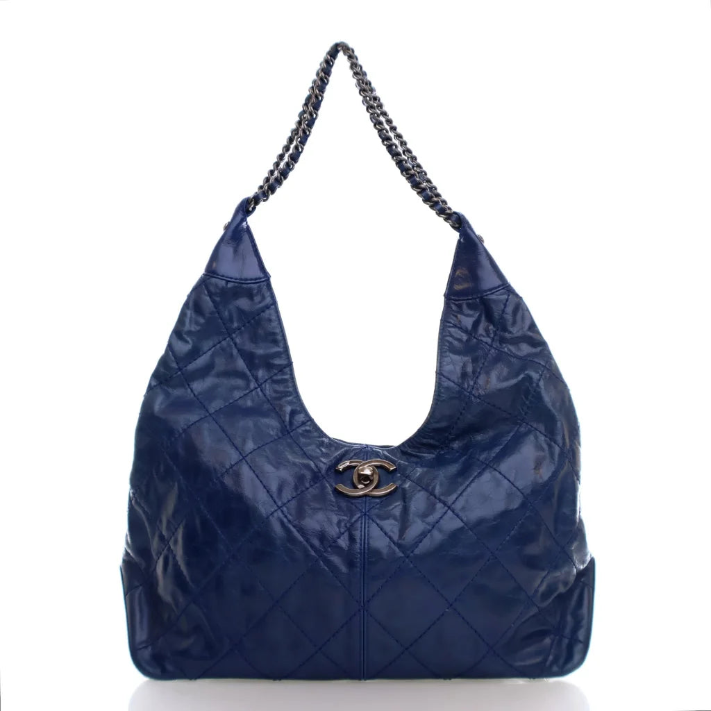 Chanel Navy Aged Calfskin Coco Supple Hobo Bag