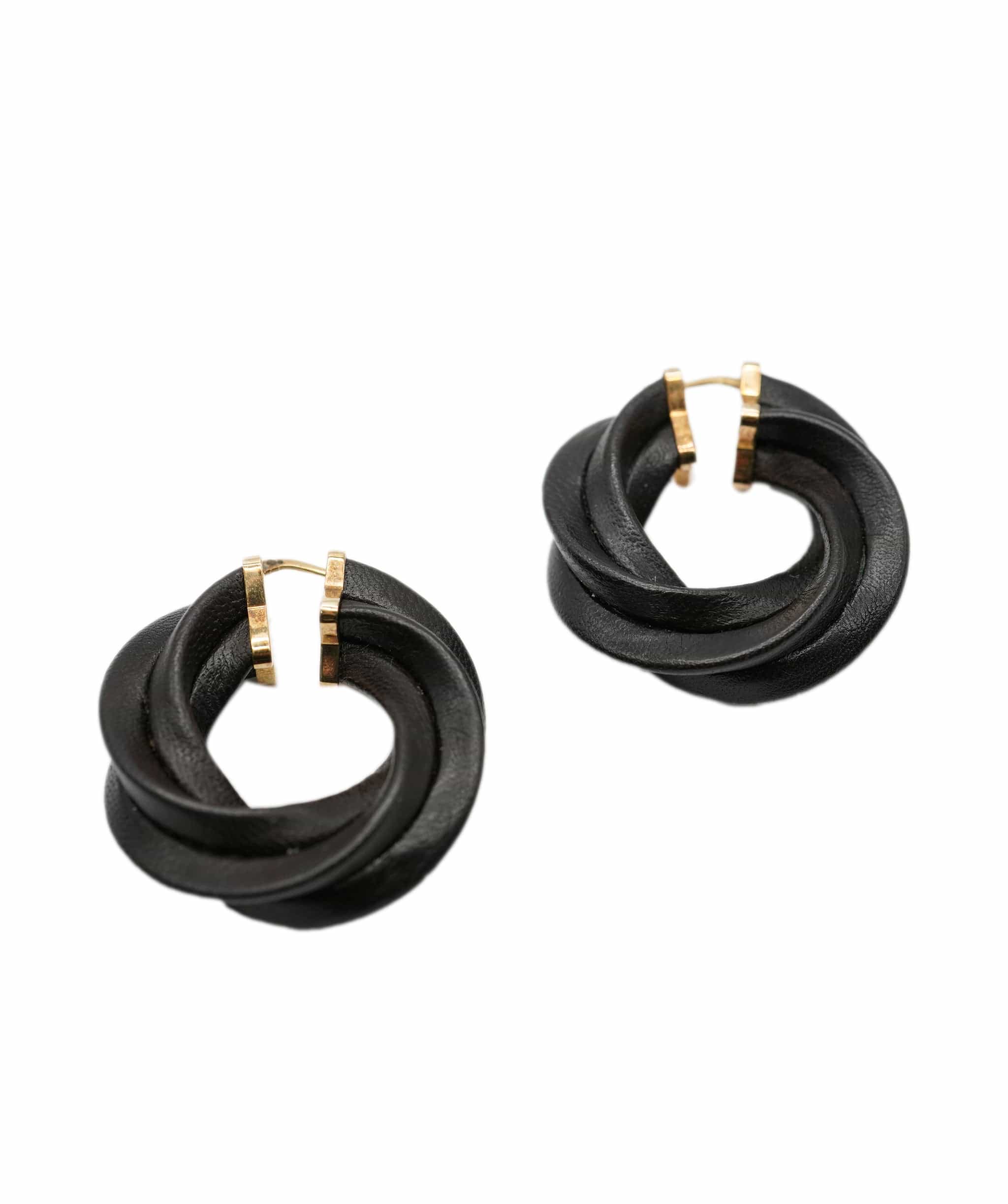 Bottega Bottega Veneta Churro Black Enemel Earrings AVL1325