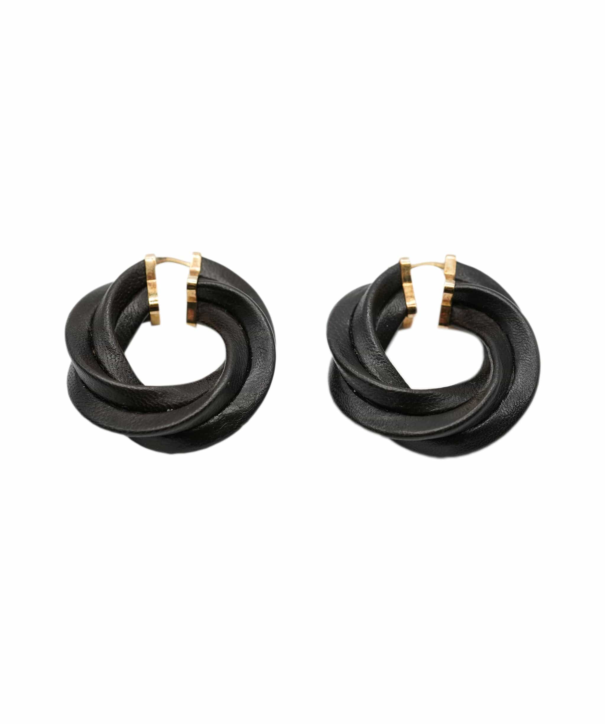 Bottega Bottega Veneta Churro Black Enemel Earrings AVL1325