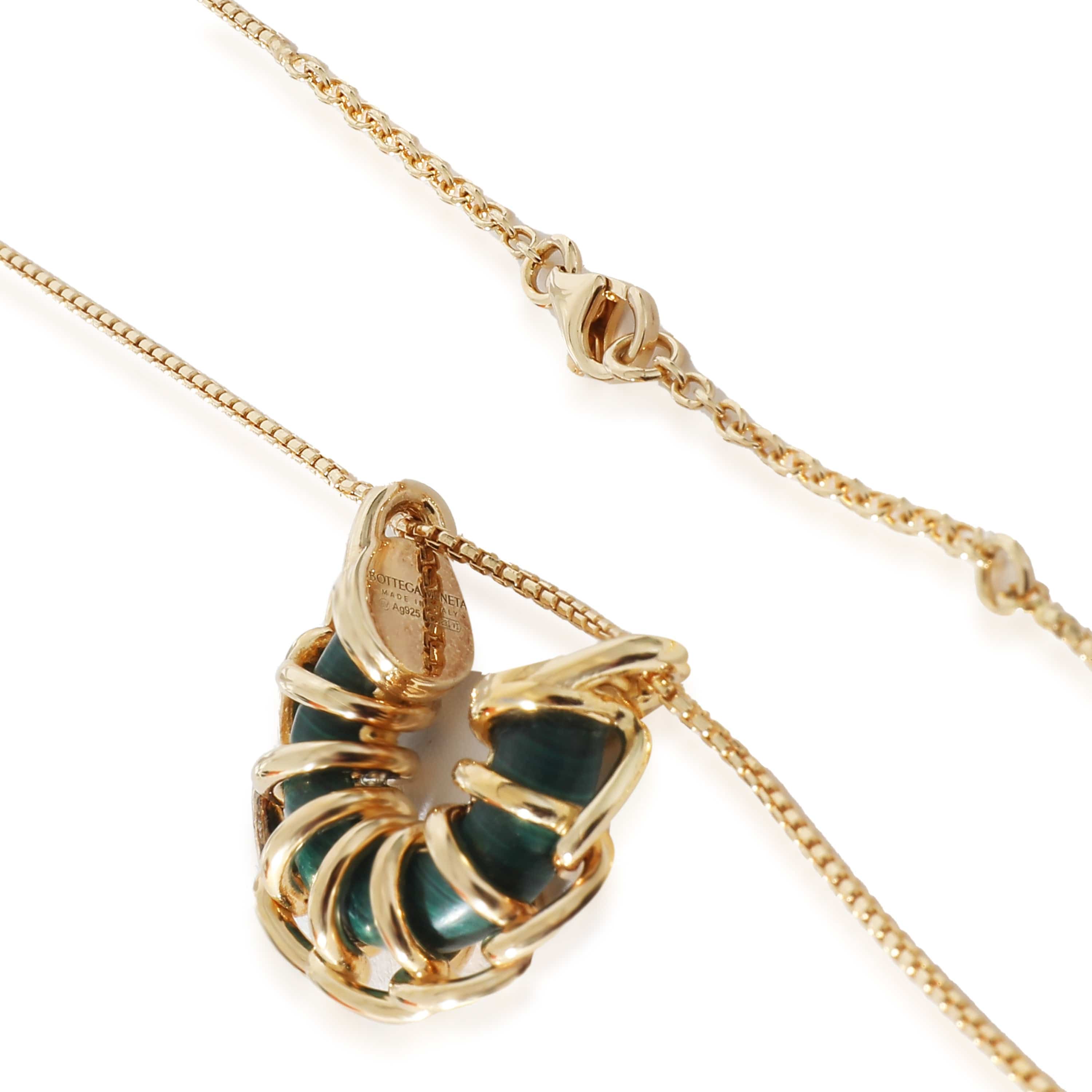 Bottega Bottega Veneta Malachite Gold Plated/ Silver Pendant ASL9433