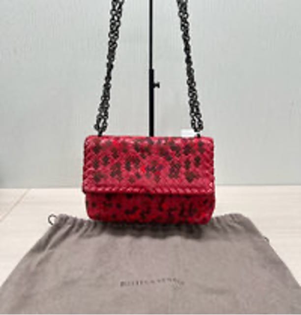 Bottega Veneta BV/Bottega Veneta Red Woven Embroidered Shoulder/Crossbody Bag 3072607194013