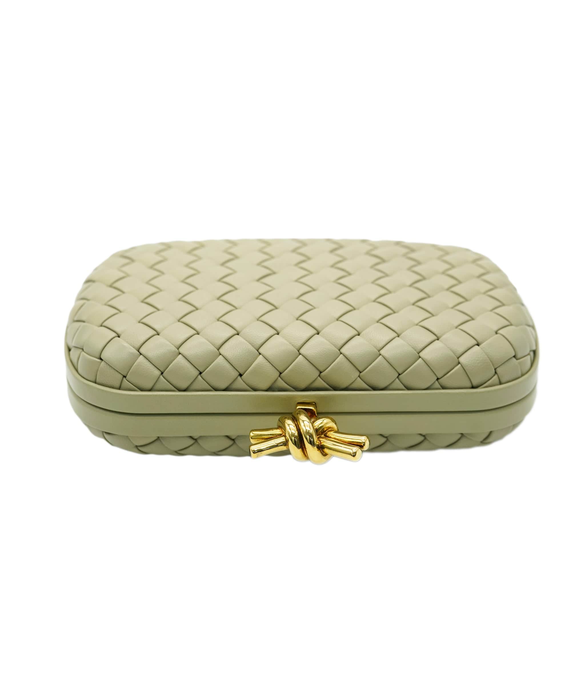 Bottega Veneta Bottega Knot intrecciato-woven leather clutch bag travertine ALL0840