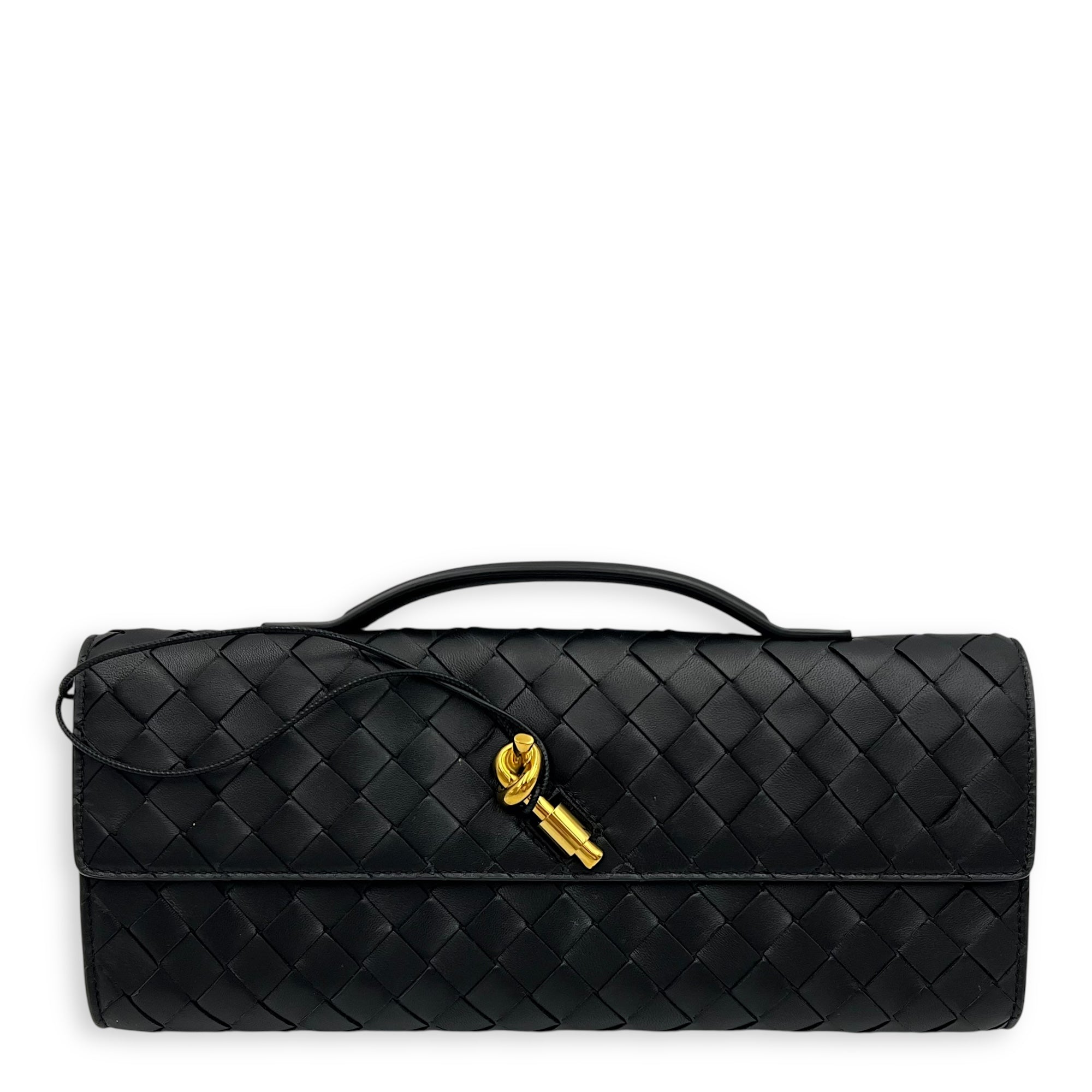 Bottega Veneta Bottega Veneta Andiamo Top Handle Bag Black in Lambskin, Gold hardware S2508-007394DT