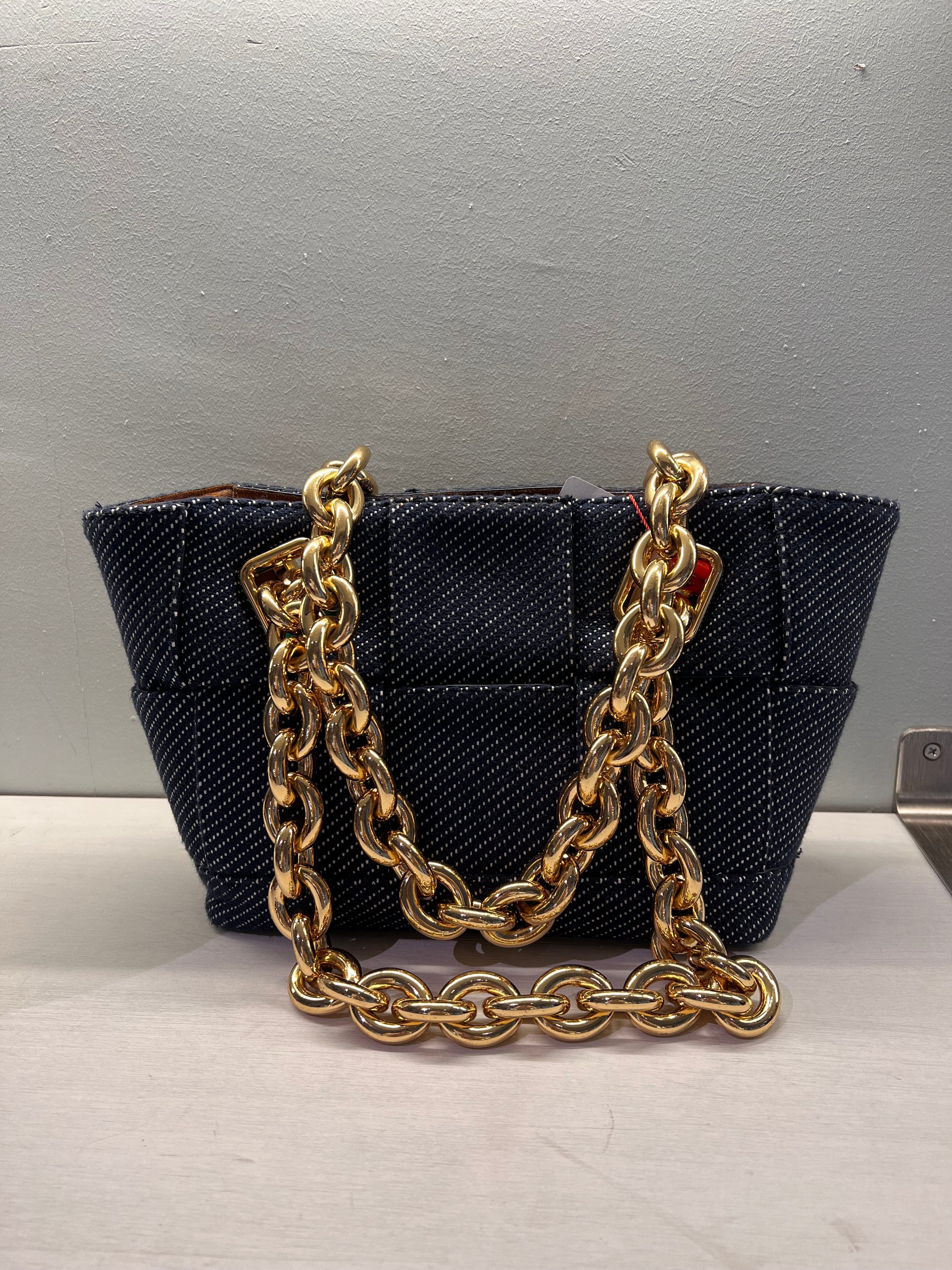 Bottega Veneta Bottega Veneta Arco Chain Blue Handbag in Denim SYCC119