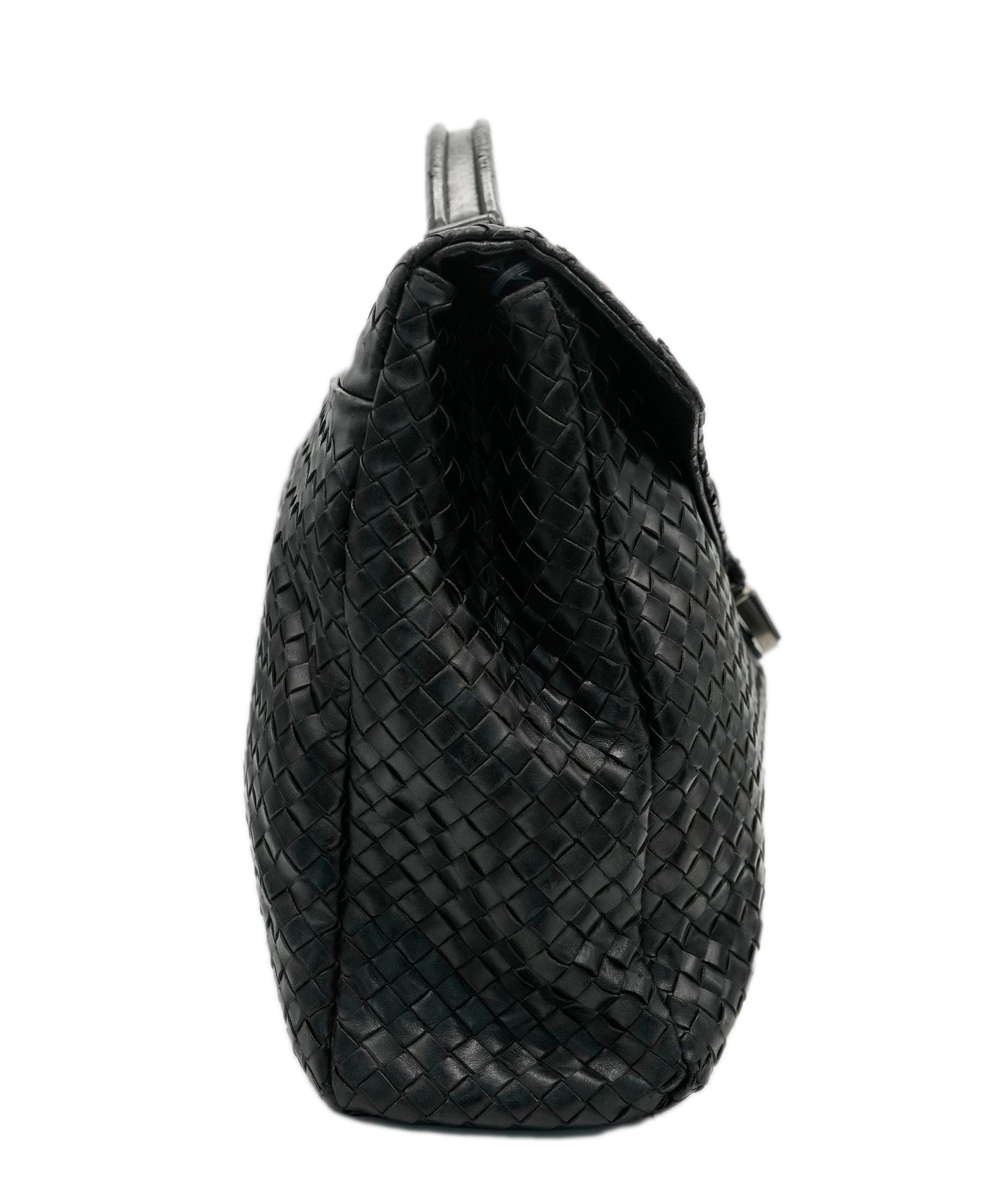 Bottega Veneta BOTTEGA VENETA Business Bag Leather Black Silver 122139 Auth bs17420 DBXS1682