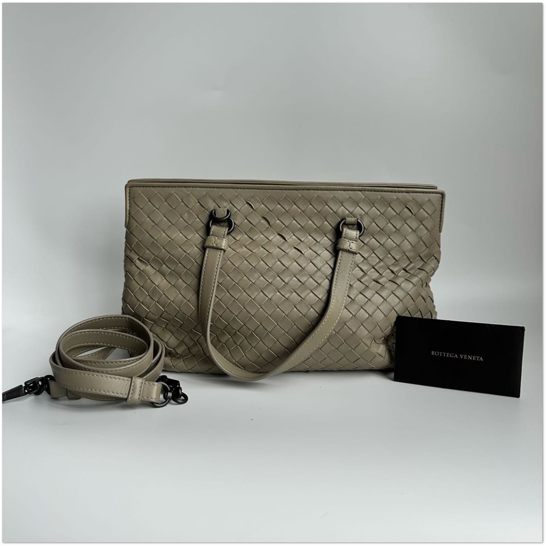 Bottega Veneta Bottega Veneta Grey Intrecciato Leather Shoulder Bag C19499586752