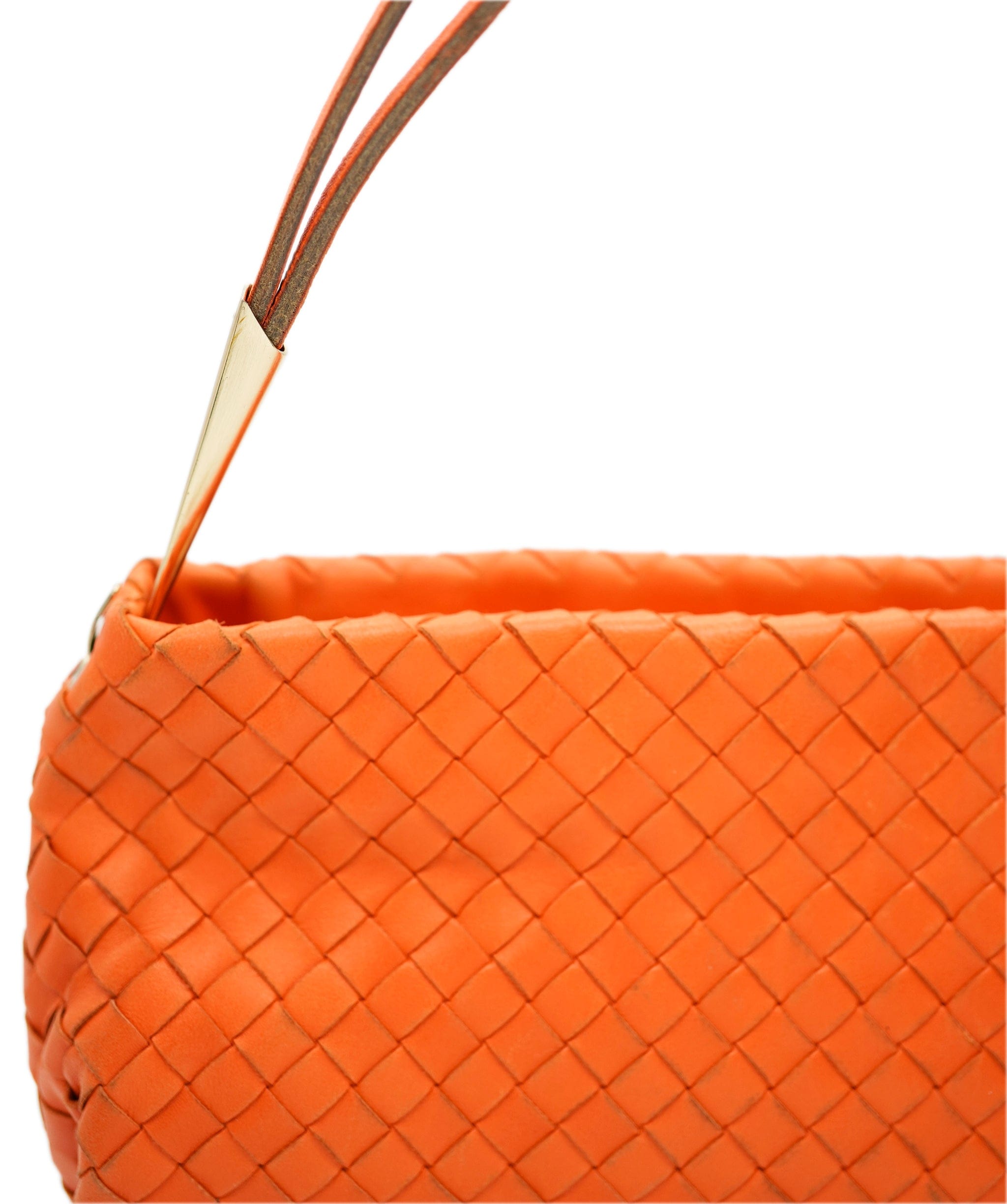 Bottega Veneta BOTTEGA VENETA INTRECCIATO Shoulder Bag Leather Outlet Orange Auth 67184 DBXS1673