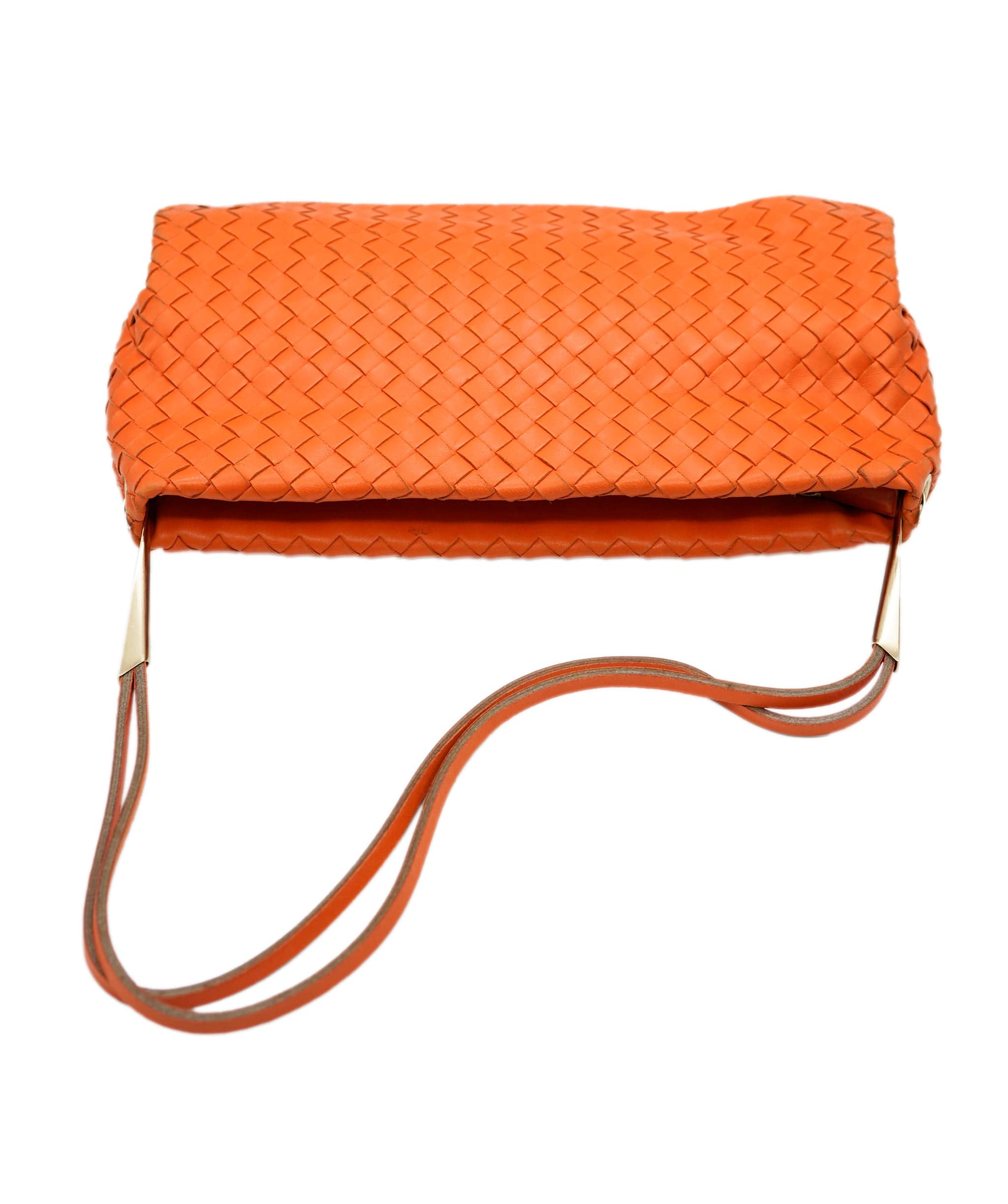 Bottega Veneta BOTTEGA VENETA INTRECCIATO Shoulder Bag Leather Outlet Orange Auth 67184 DBXS1673