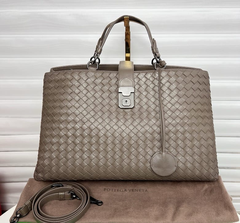 Bottega Veneta Bottega Veneta Taupe Intrecciato Leather Roma Bag C19488319355