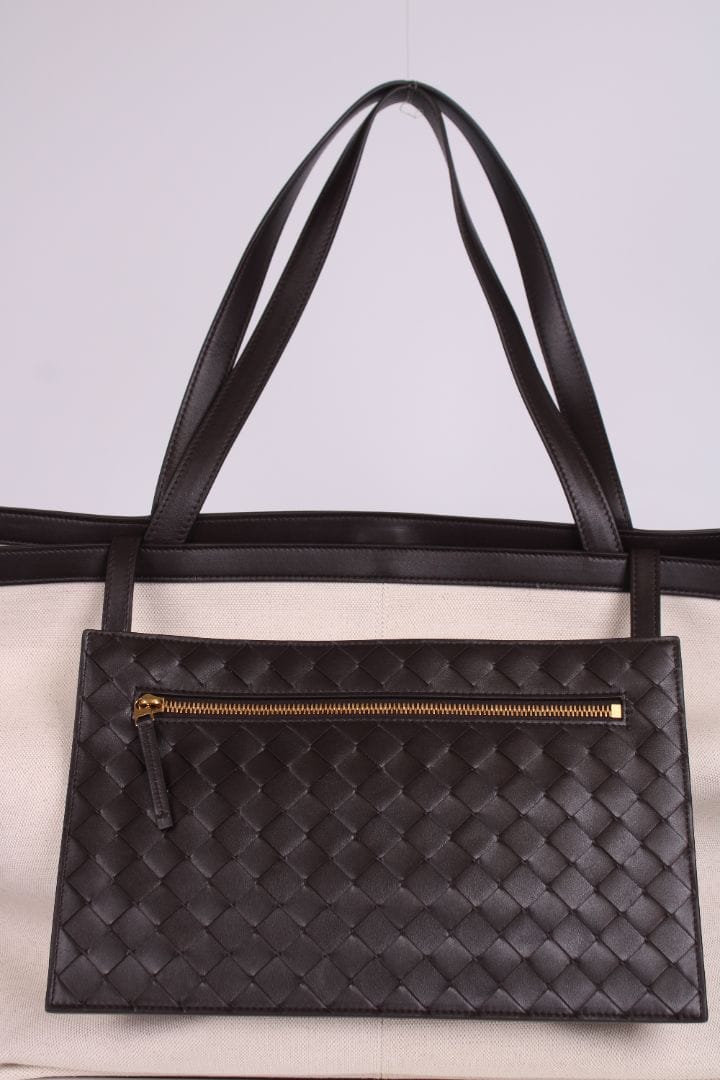 Bottega Veneta Bottega Veneta Flip Flap Canvas Tote Bag Cream/ Brown