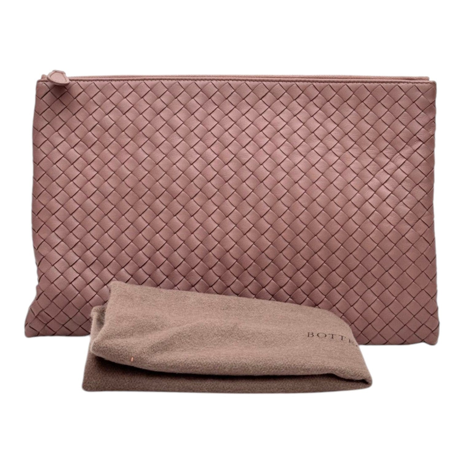 Bottega Venetta Bottega Veneta Intrecciato Clutch in Dusty Rose Lambskin