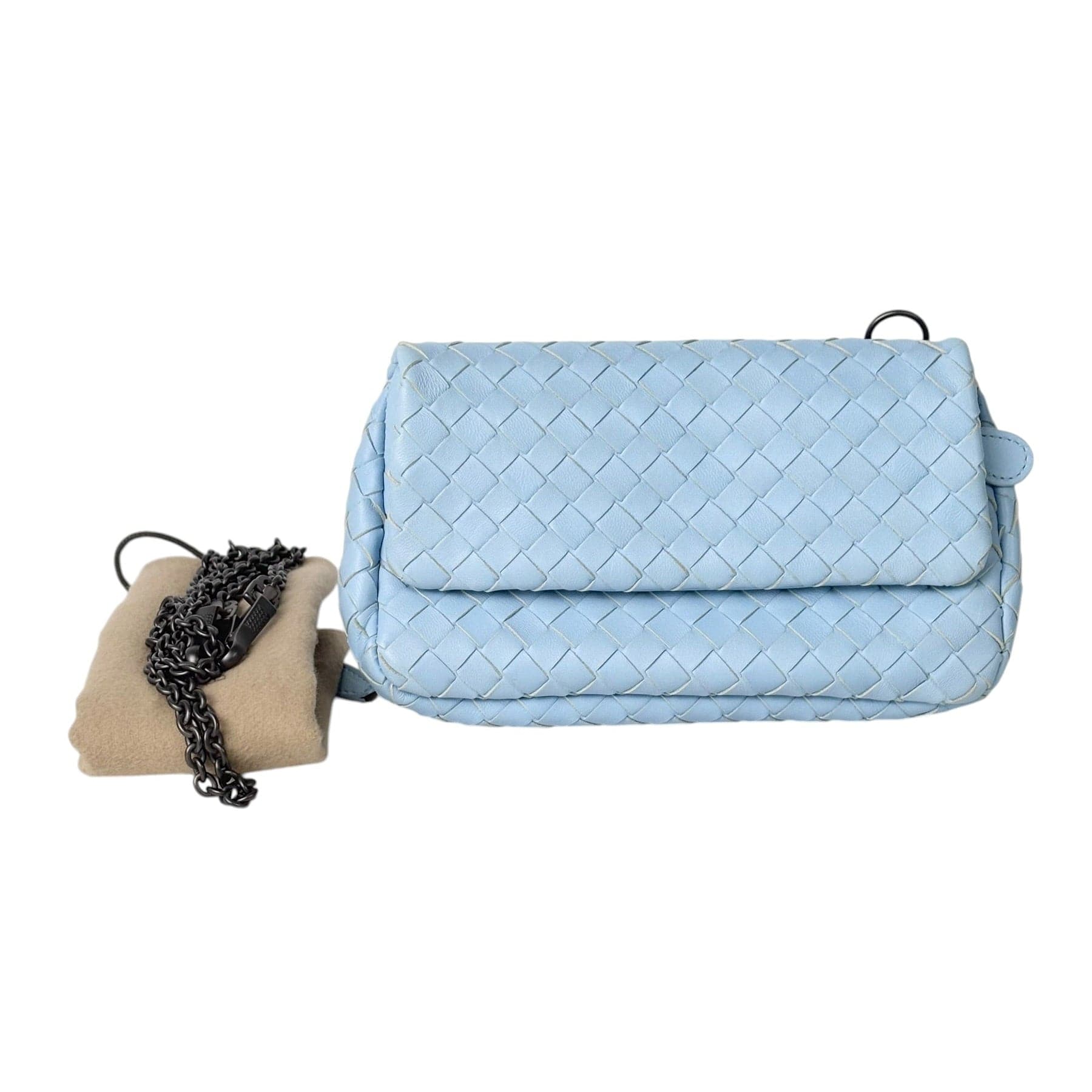 Bottega Venetta Bottega Veneta Light Blue Intrecciato Crossbody Bag
