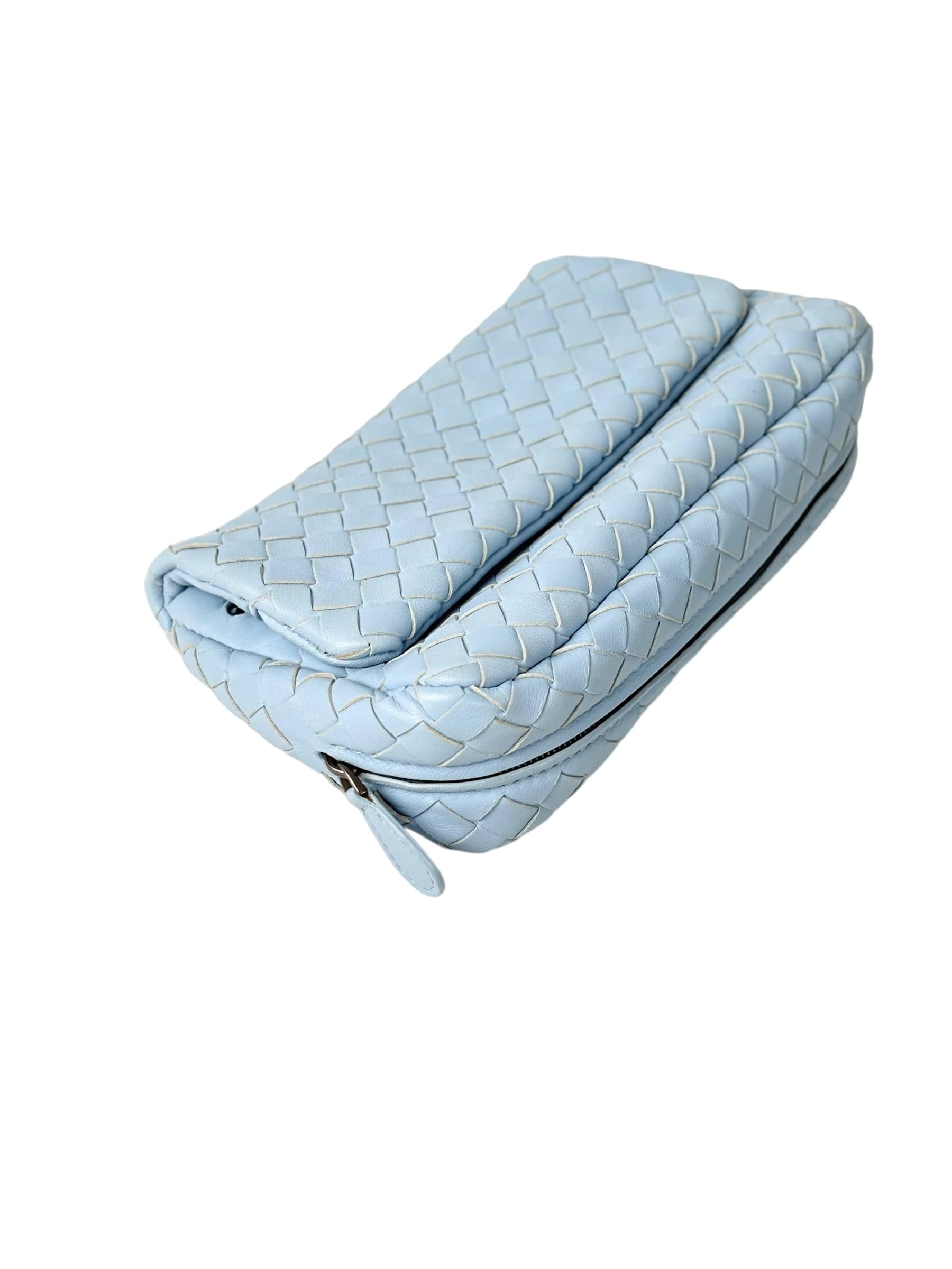 Bottega Venetta Bottega Veneta Light Blue Intrecciato Crossbody Bag