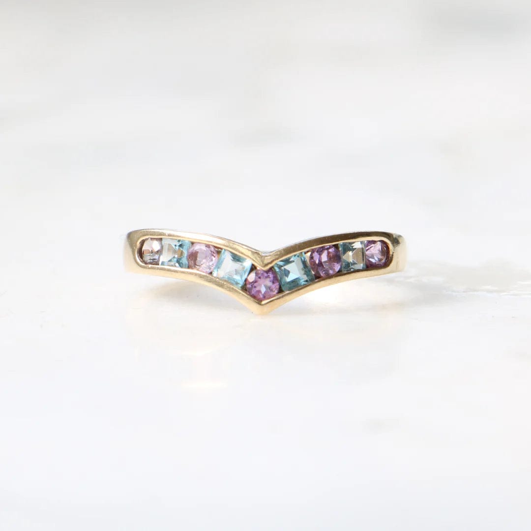 Brand Name 9CT AMETHYST AND TOPAZ WISHBONE RING ASC5011