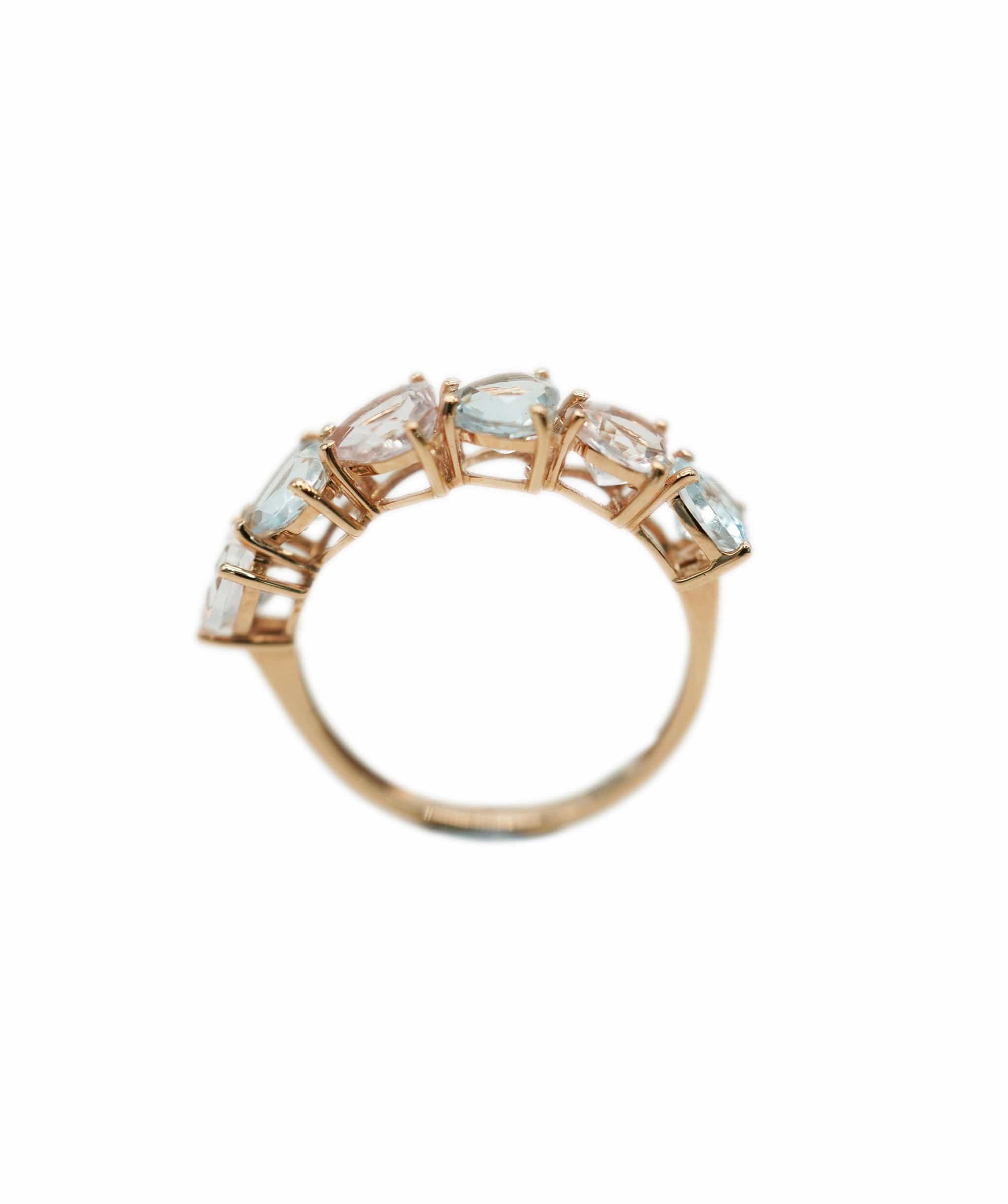 Brand Name Aqumarine Morganite H/S Half Eternity Ring RG DXBV0019