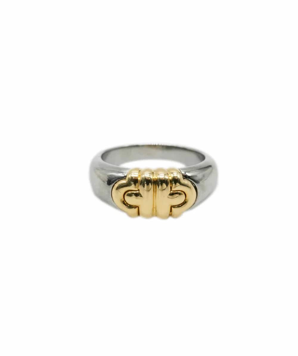 Bulgari Bulgari Parantesi Stainless and Yellow Gold Ring - DXBS1106