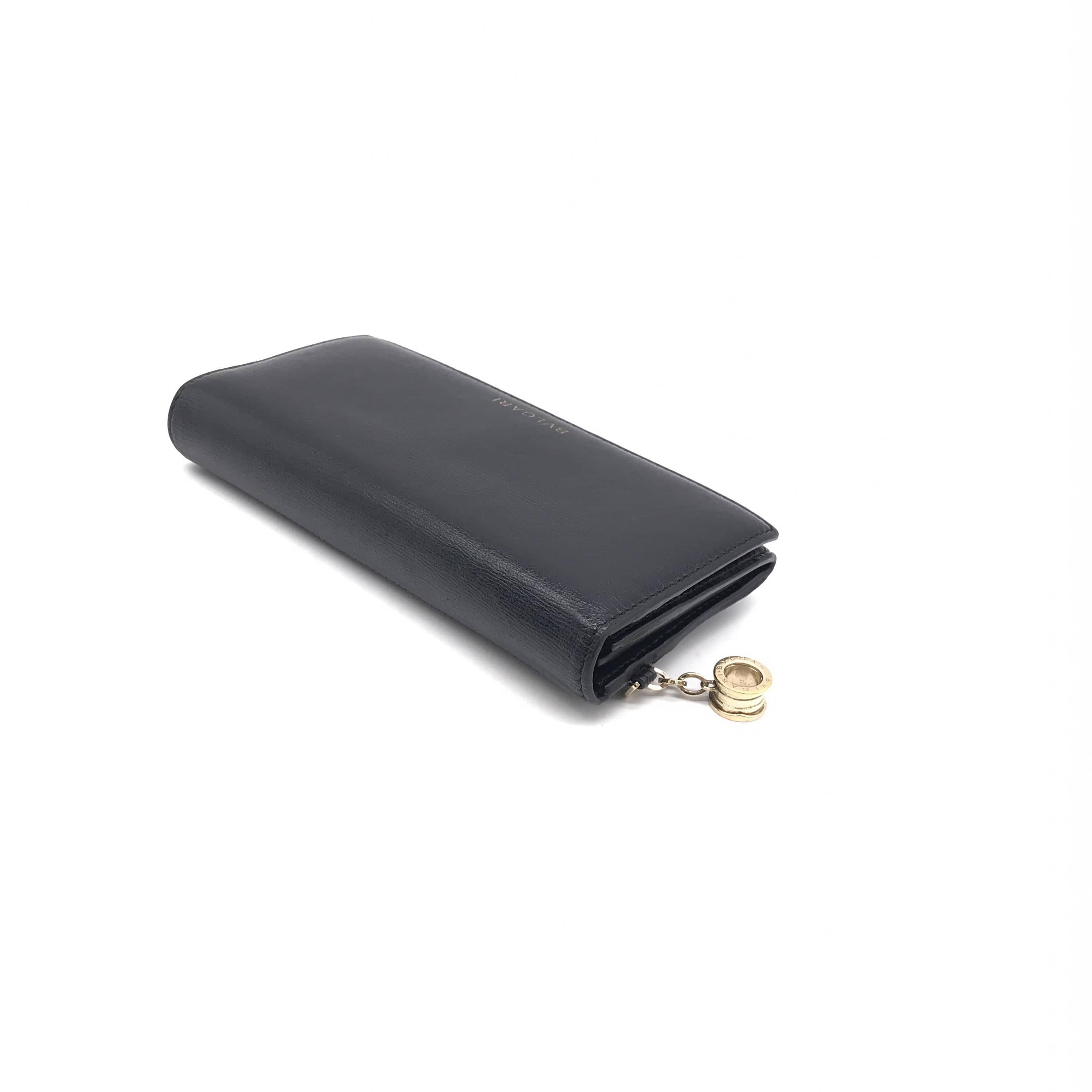 Bulgari Bulgari Black leather long wallet for men ALC3211