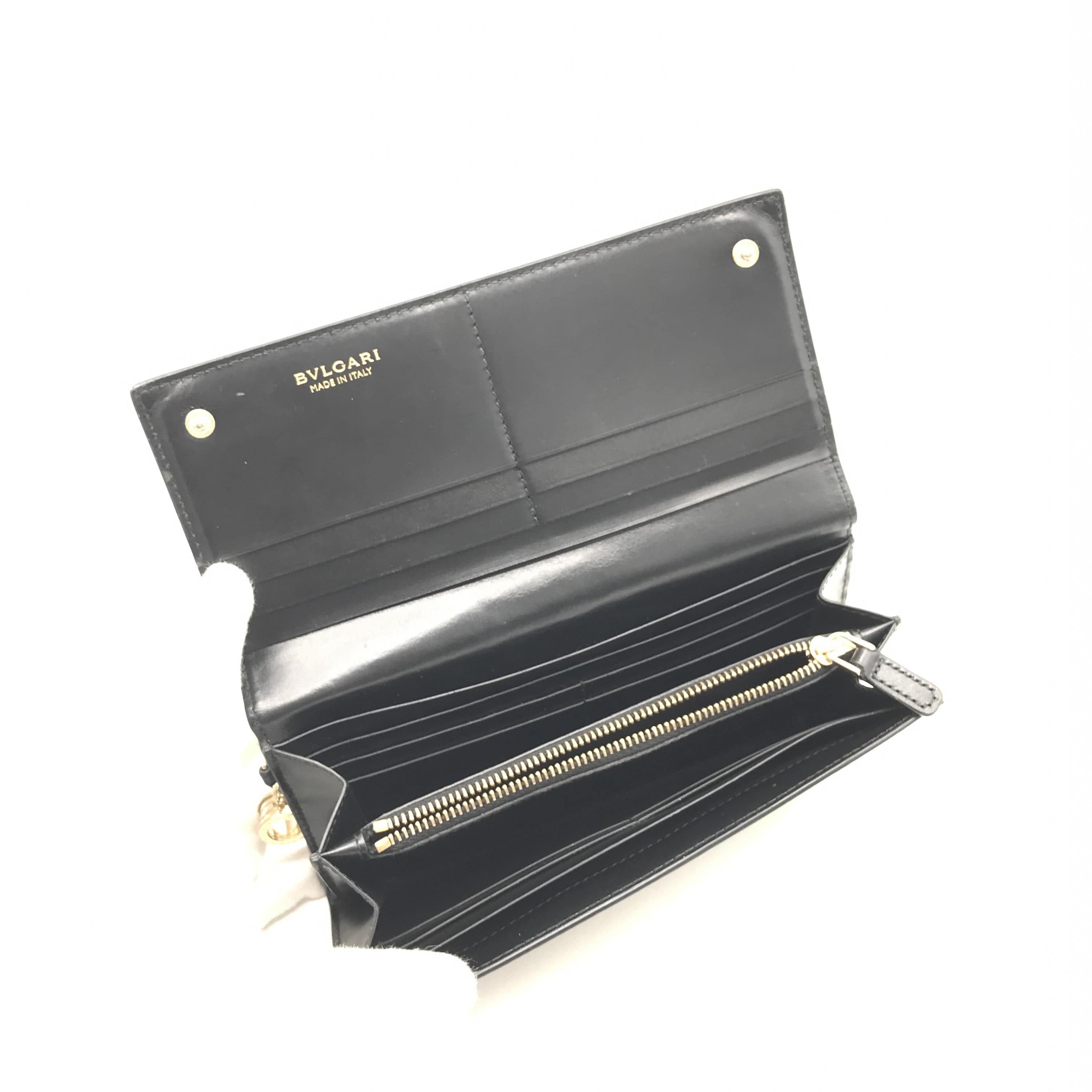 Bulgari Bulgari Black leather long wallet for men ALC3211