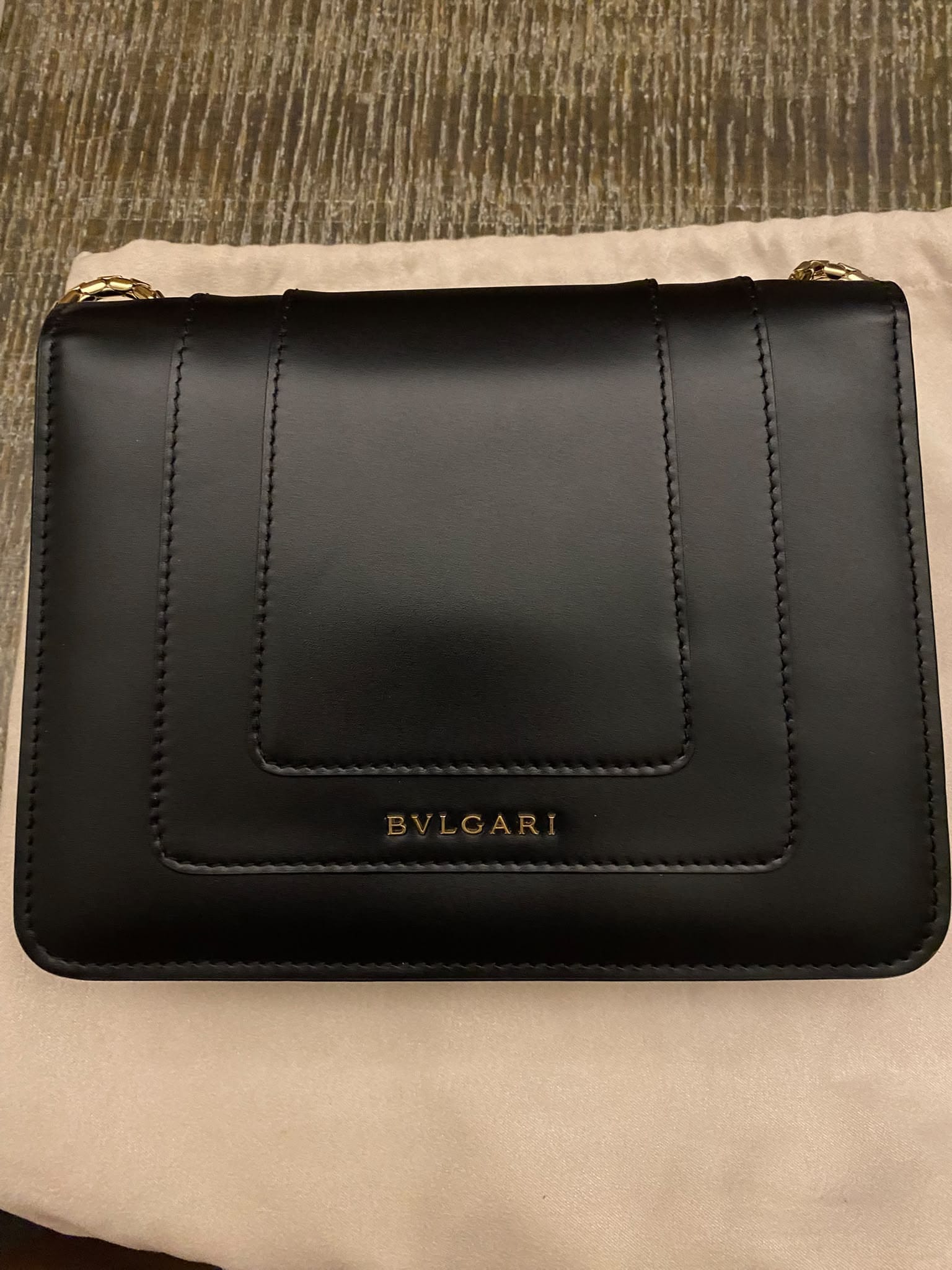 Bulgari Bvlgari Black Smooth Calfskin Serpenti Forever Shoulder Bag ASC7359