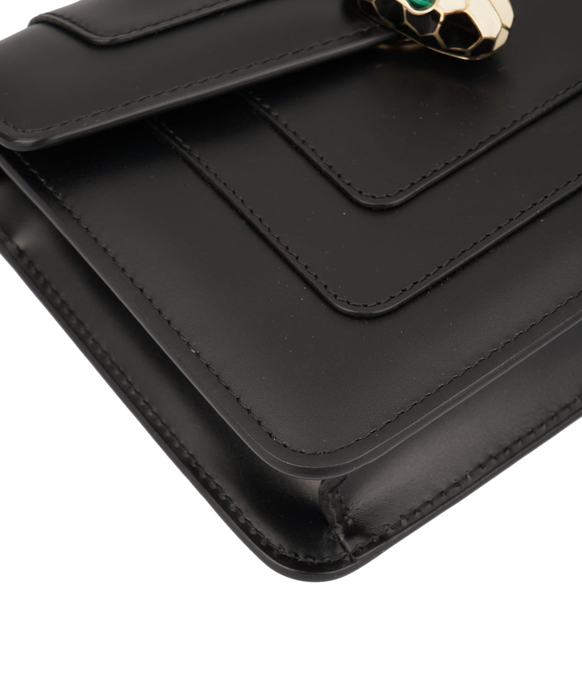 Bulgari Bvlgari Black Smooth Calfskin Serpenti Forever Shoulder Bag ASC7359