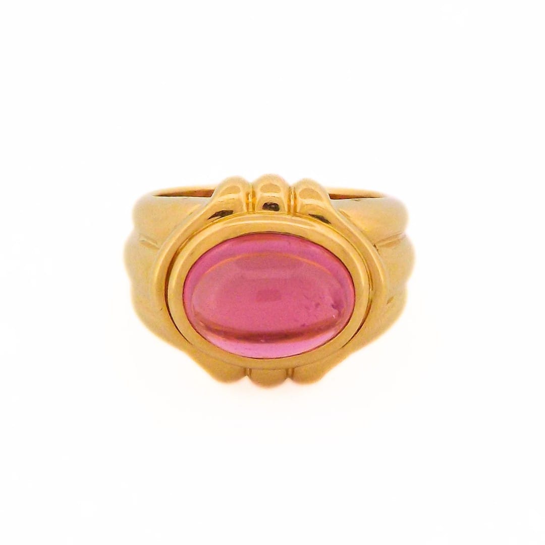 Bulgari Bulgari 18K Yellow Gold Pink Tourmaline Ring ASC7025