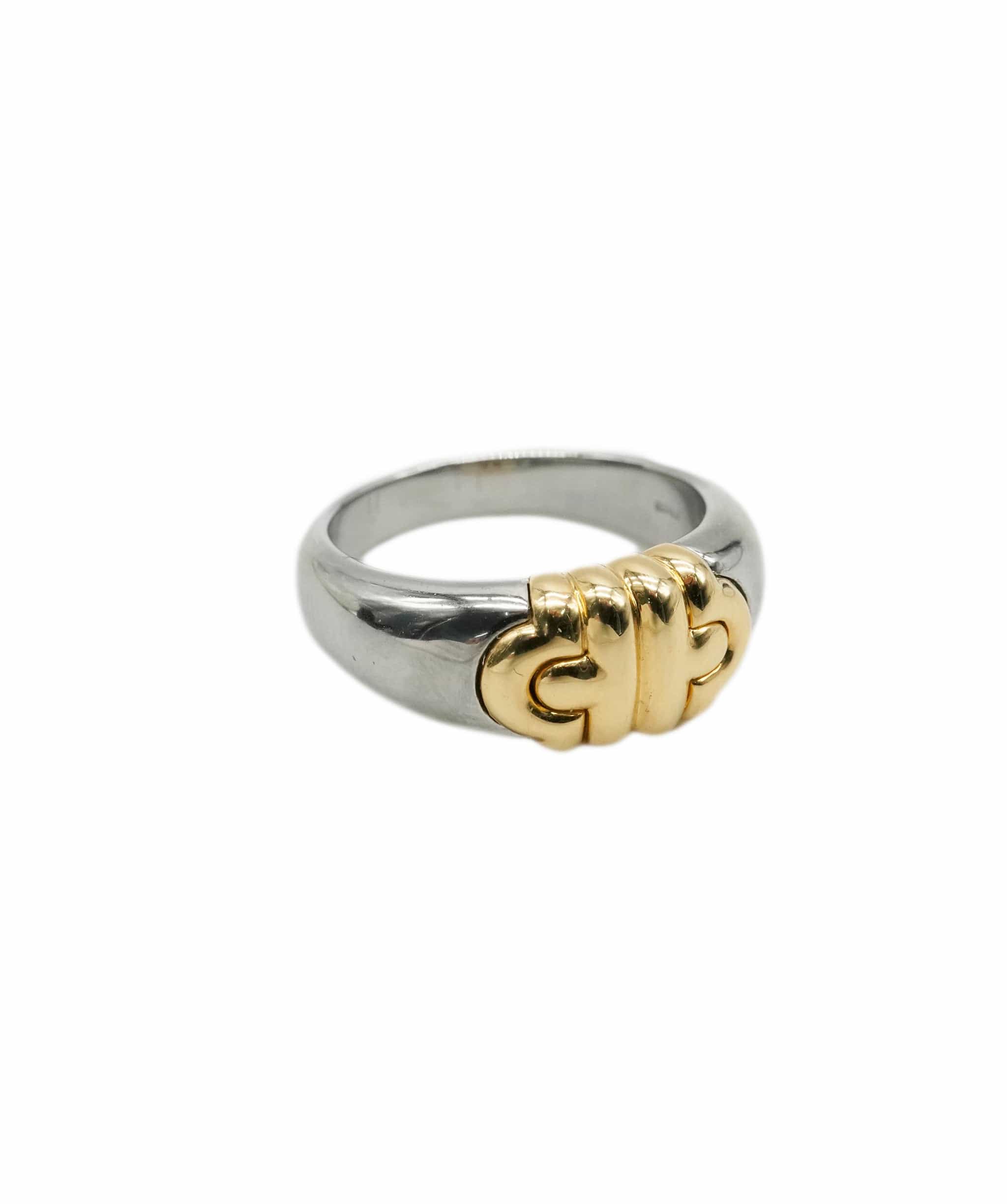 Bulgari Bulgari Parantesi Stainless and Yellow Gold Ring ASL10333