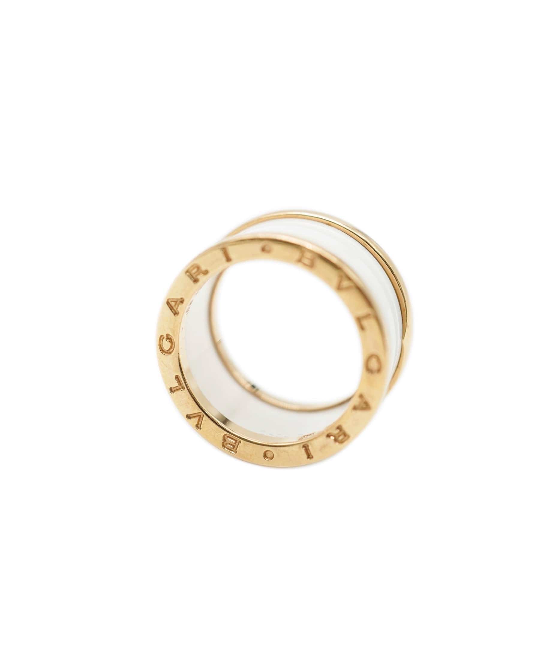 Bulgari Bulgari Rose Gold White Ceramic B Zero Three Band Ring ULL1005