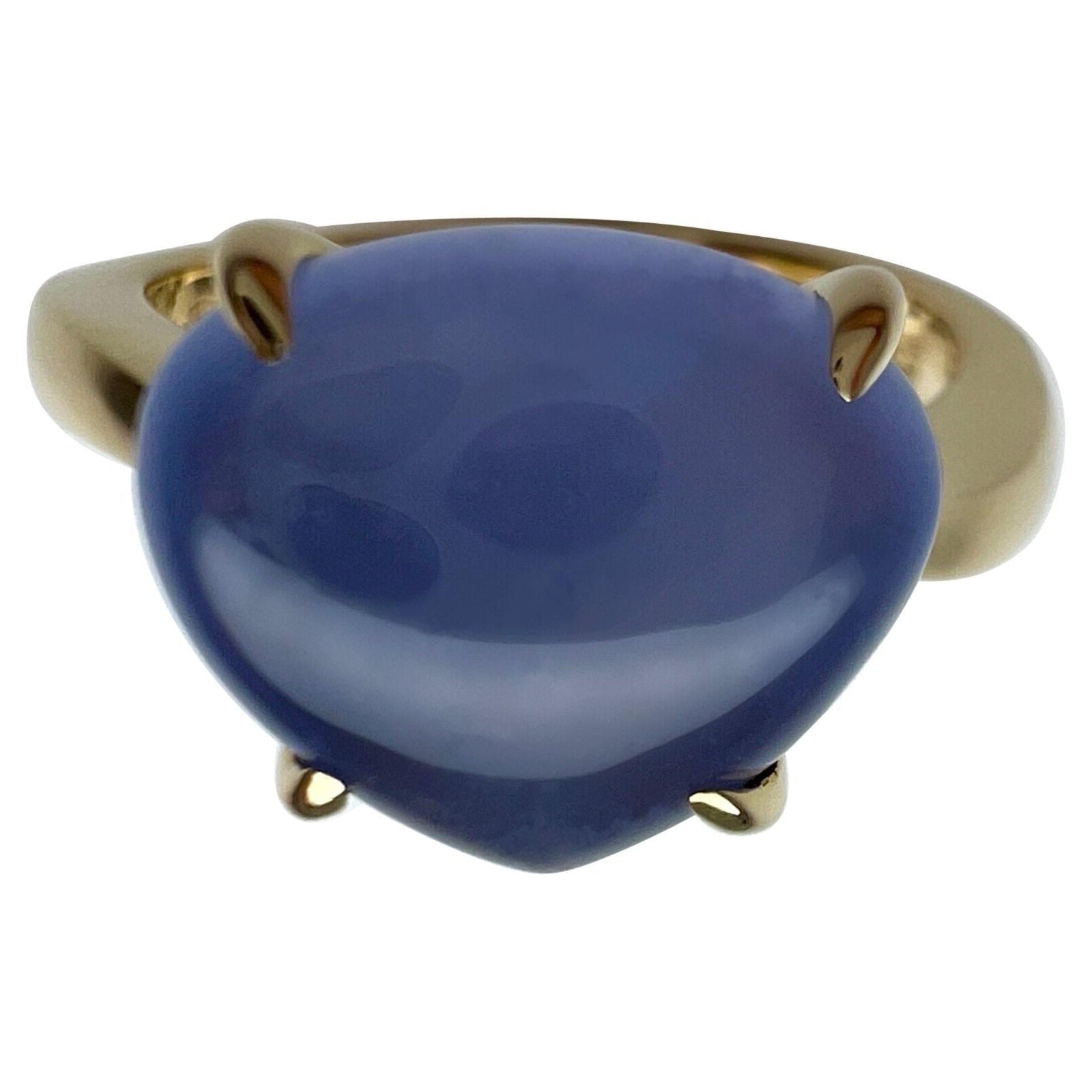 Bulgari Bvlgari Mediterranean Eden Chalcedony Pear Cabochon 18k Yellow Gold Ring ASL10284