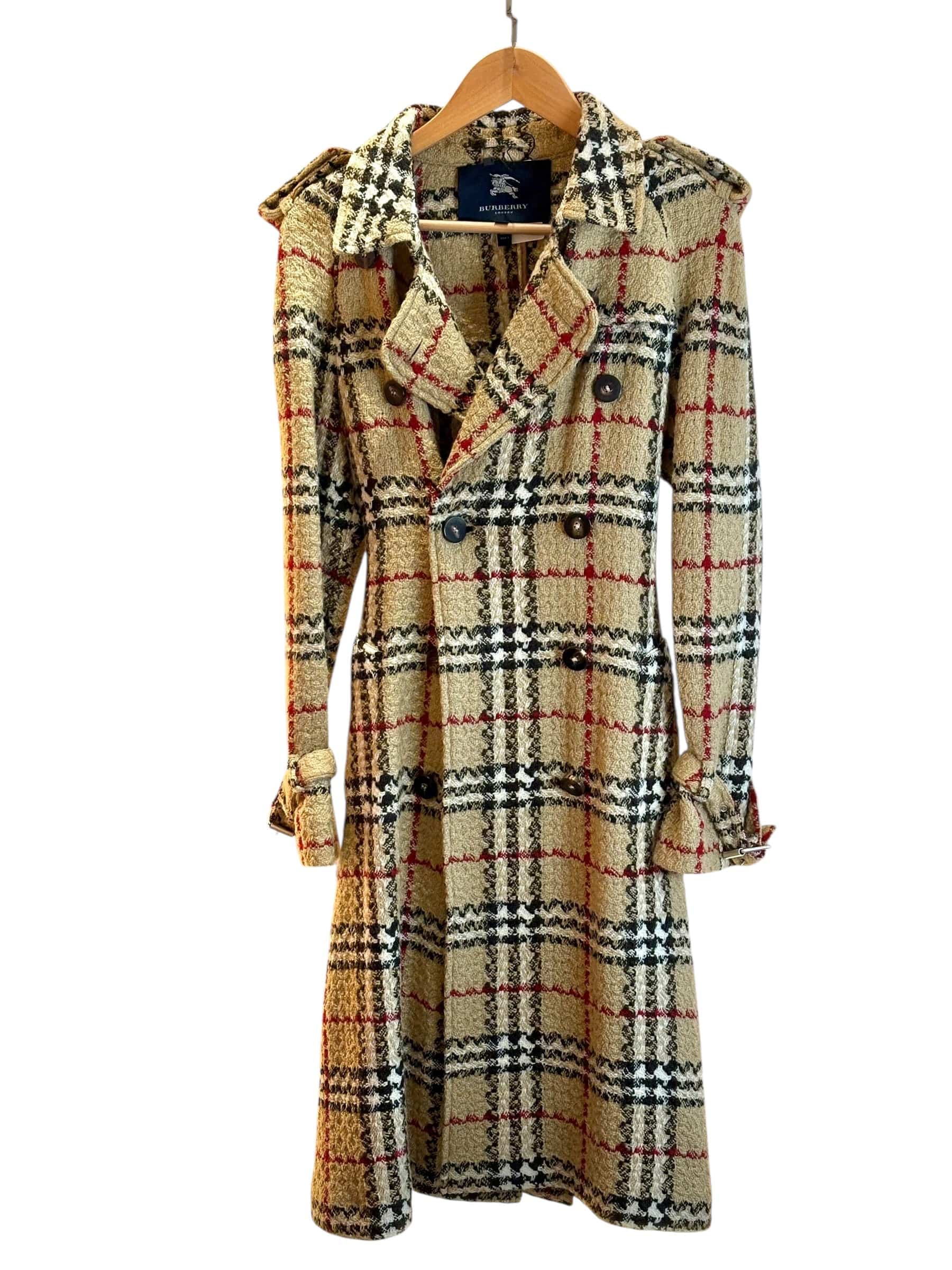Burberry Burberry Trench Coat Check Tweed Wool Size 10#