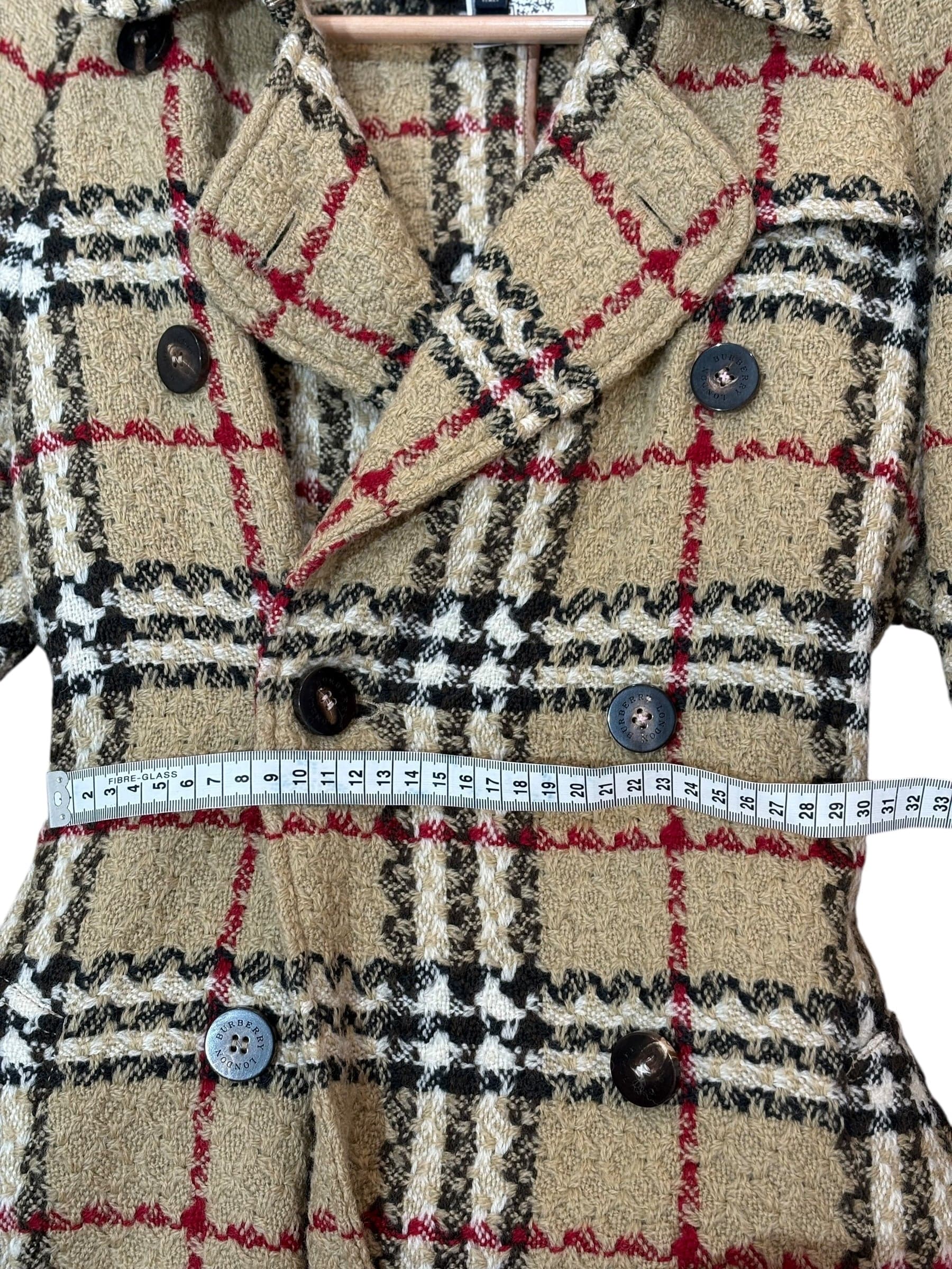 Burberry Burberry Trench Coat Check Tweed Wool Size 10#
