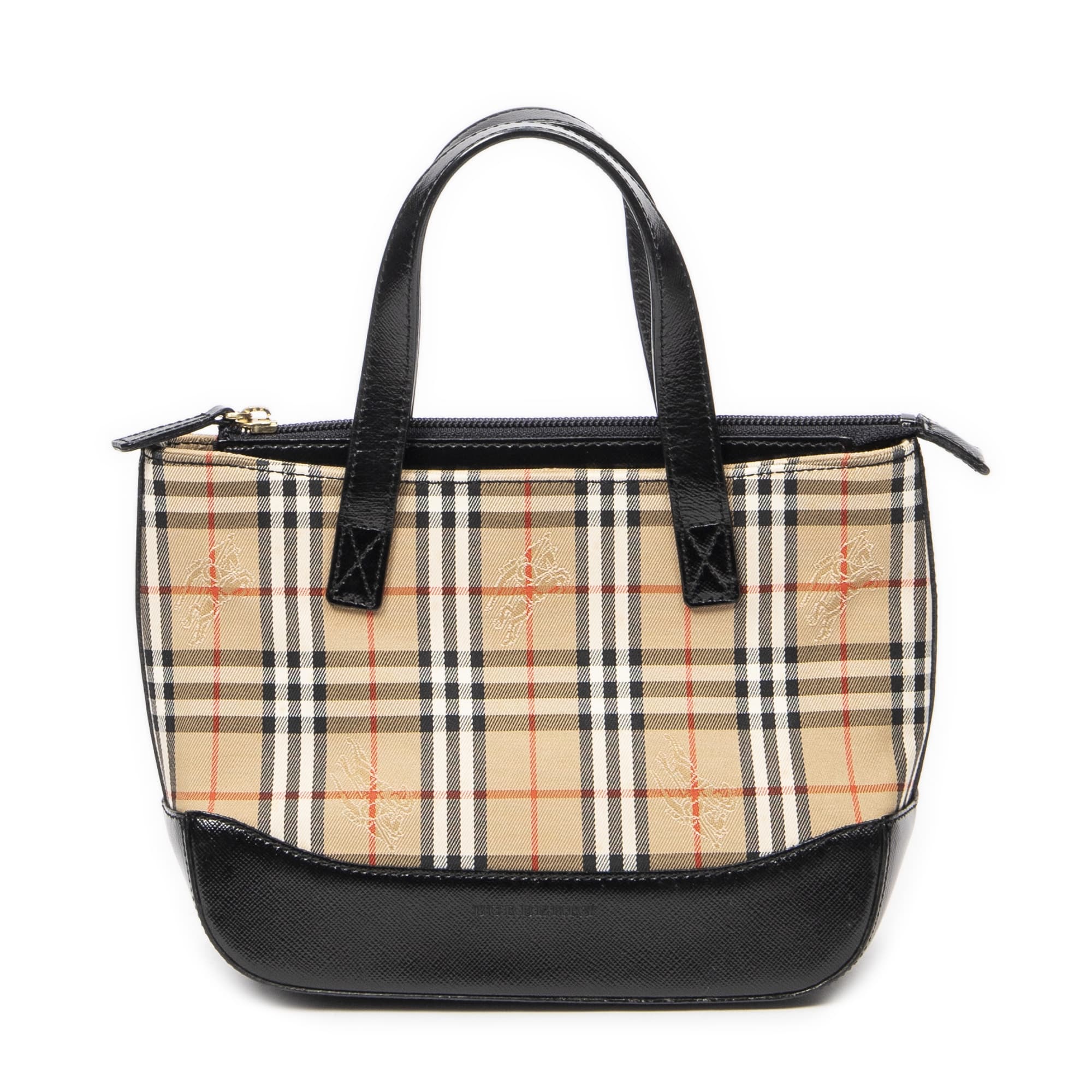 Burberry Burberry Beige/Black Canvas Small Zip Handbag AAZ6184