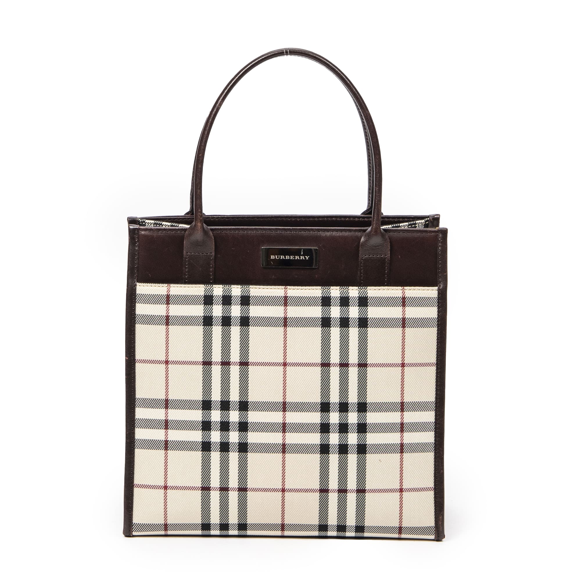 Burberry Burberry Beige/Dark Brown Canvas Square Open Tote AAY4527