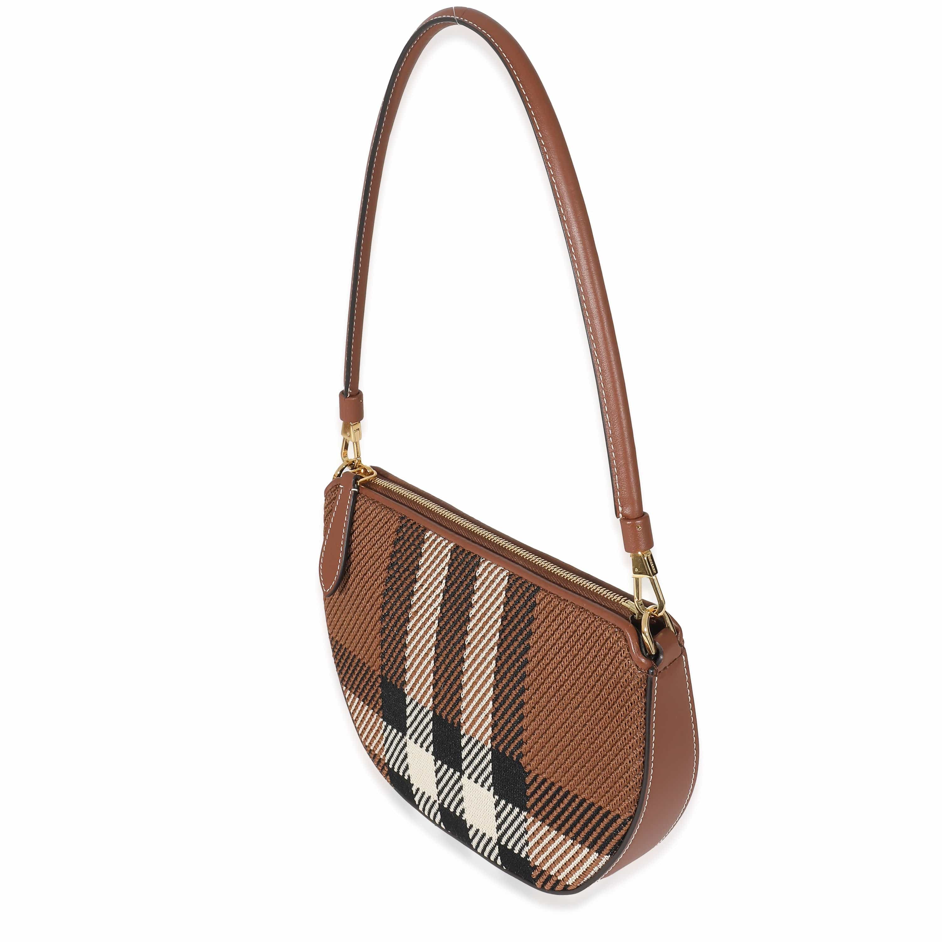 Burberry Burberry Brown Knitted Check Olympia Pouch Bag