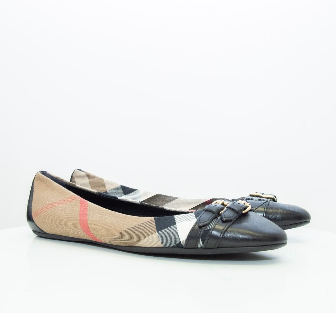 Burberry Burberry Check Ballet Flat Shoes Beige/ Black 41