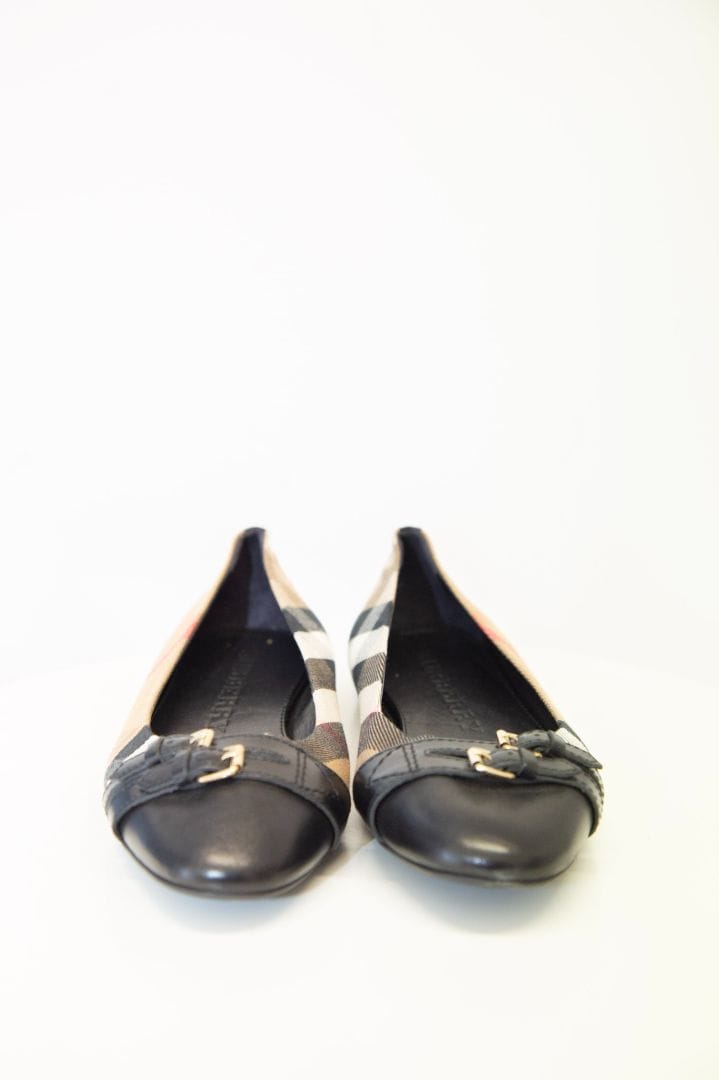 Burberry Burberry Check Ballet Flat Shoes Beige/ Black 41