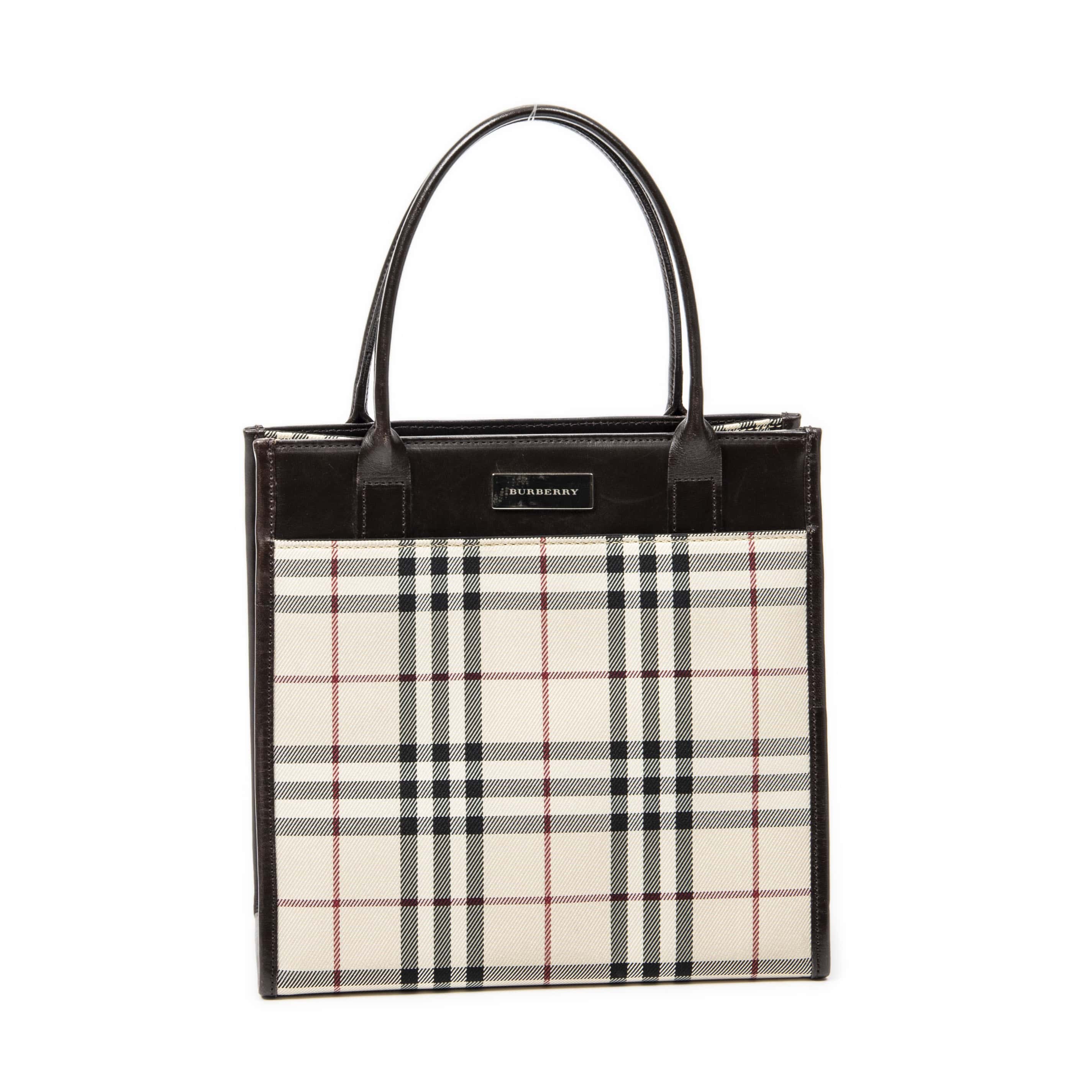 Burberry Burberry Beige/Dark Brown Canvas Small Square Tote AAY5282