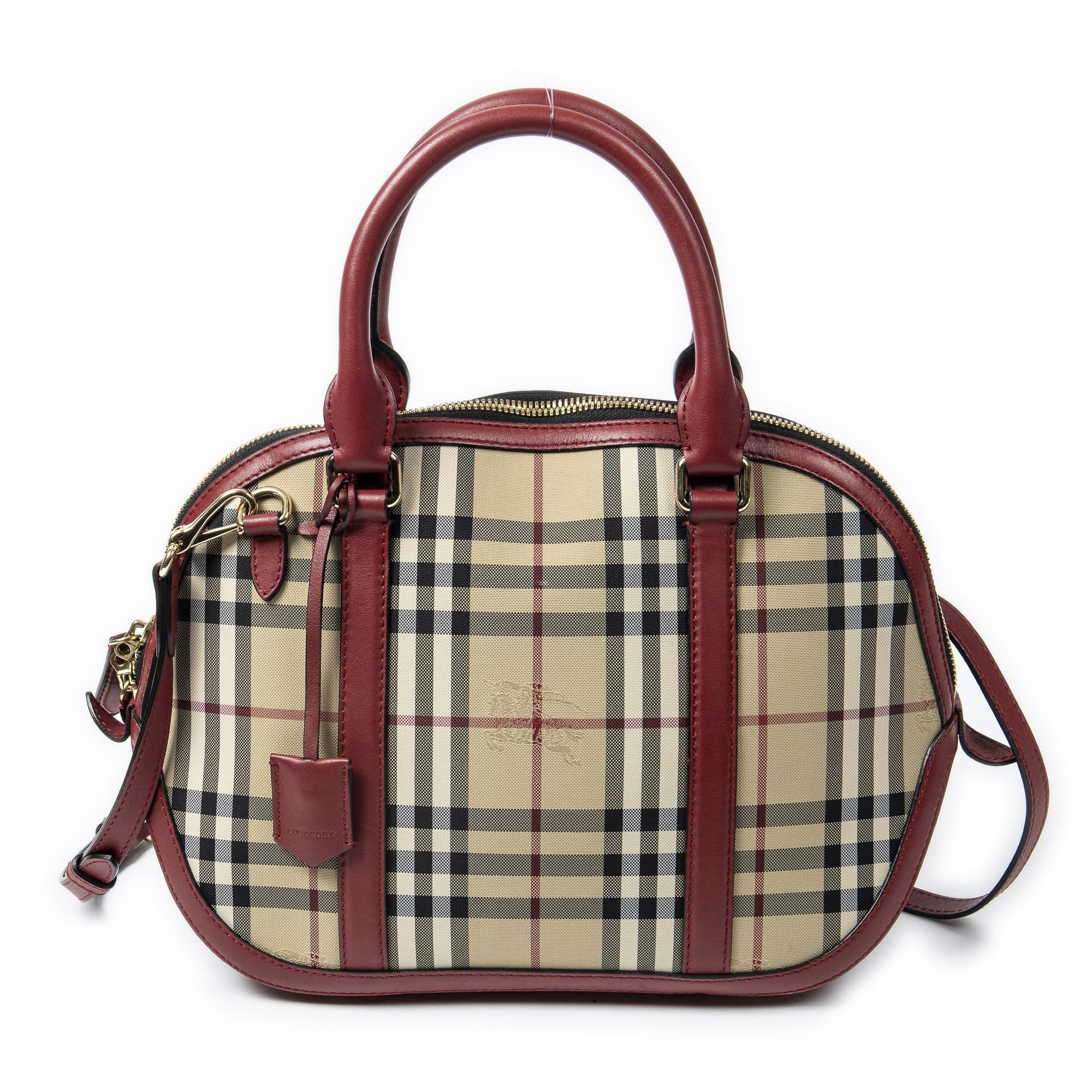 Burberry Burberry Beige/Red Canvas Orchard Bowling Bag AAX8880