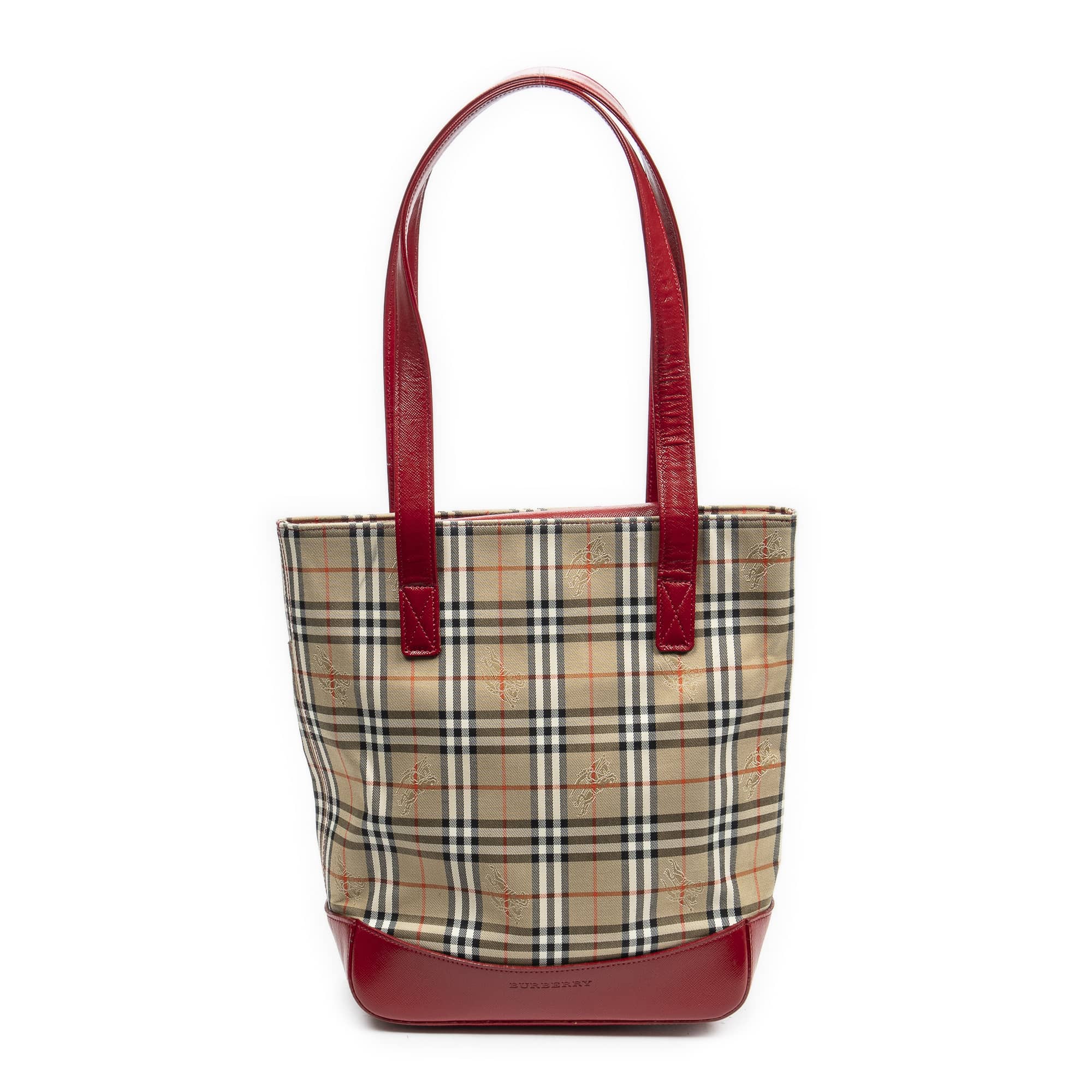 Burberry Burberry Beige/Red Canvas Tall Tote AAY5535