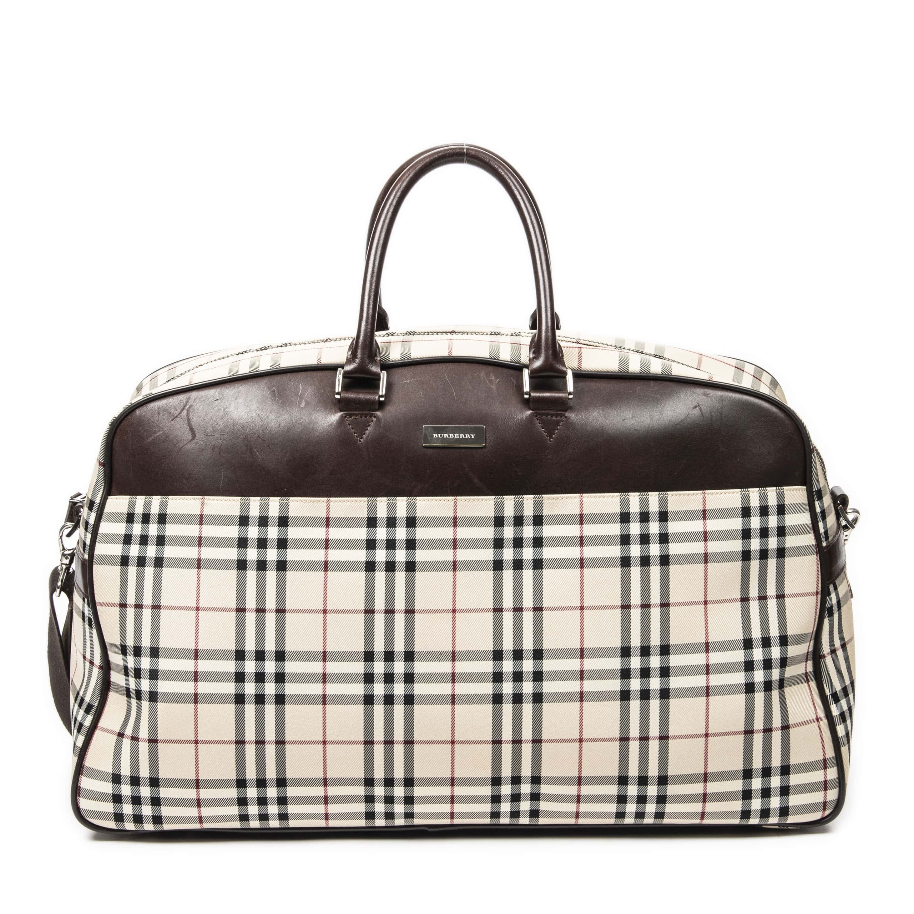 Burberry Burberry Beige/Dark Brown Canvas Large Duffle Bag AAY5280