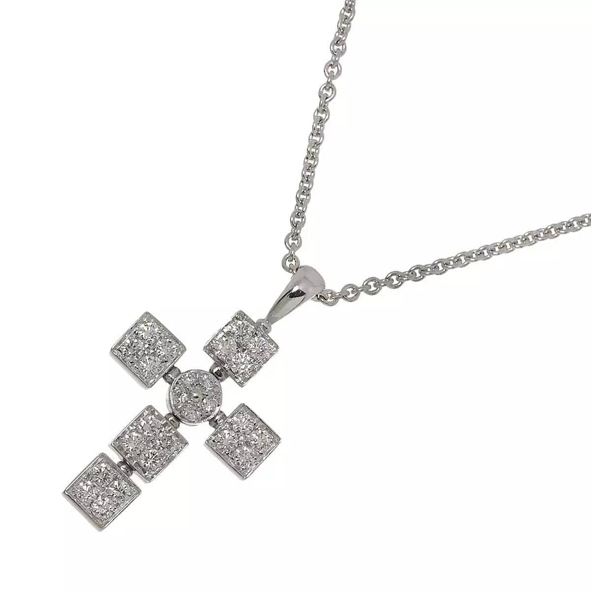 Bvlgari BVLGARI Lucia Cross Diamond Necklace K18 18K WG White Gold 750 90250411