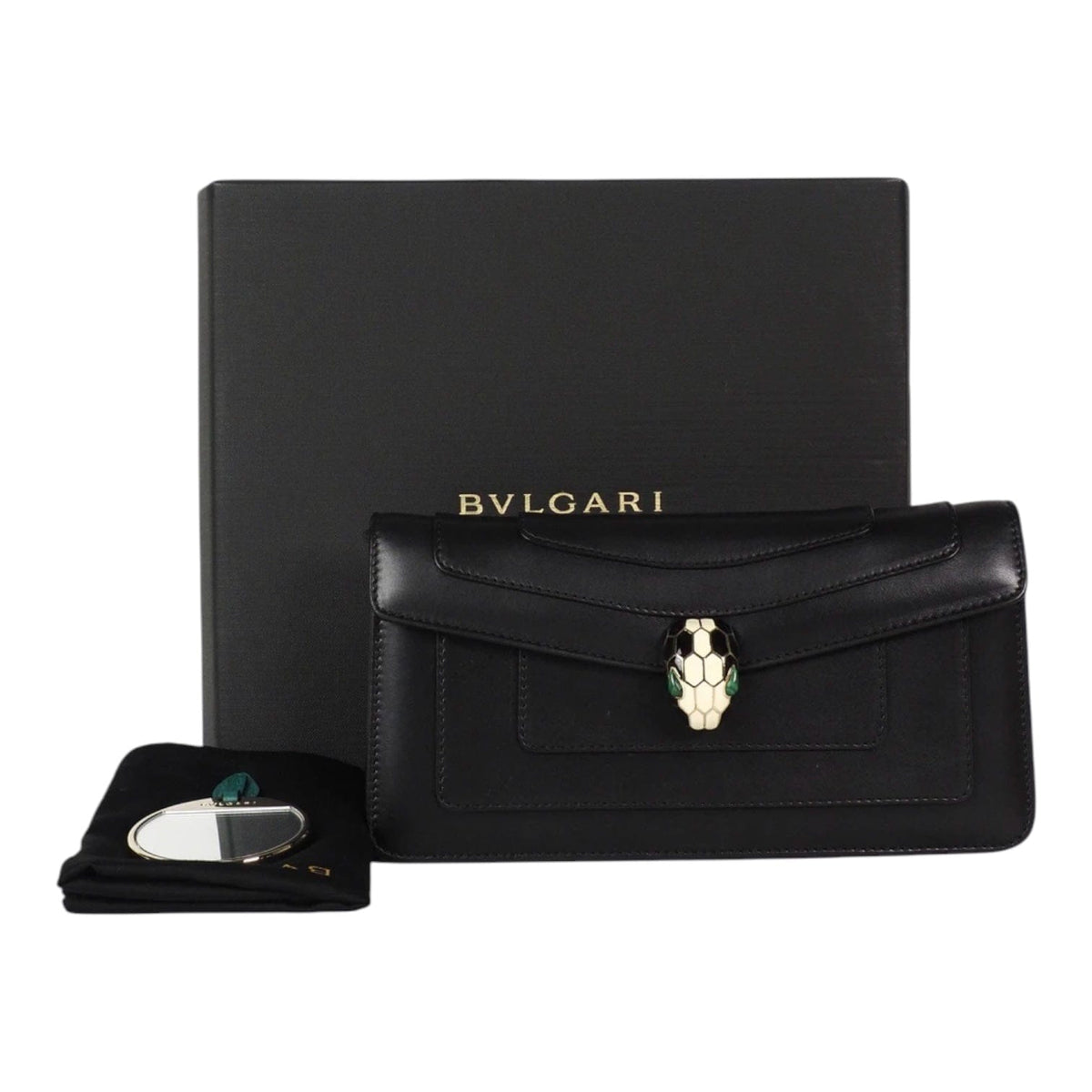 Bvlgari Bvlgari Black Serpenti Clutch with Chain Bag - Full Set