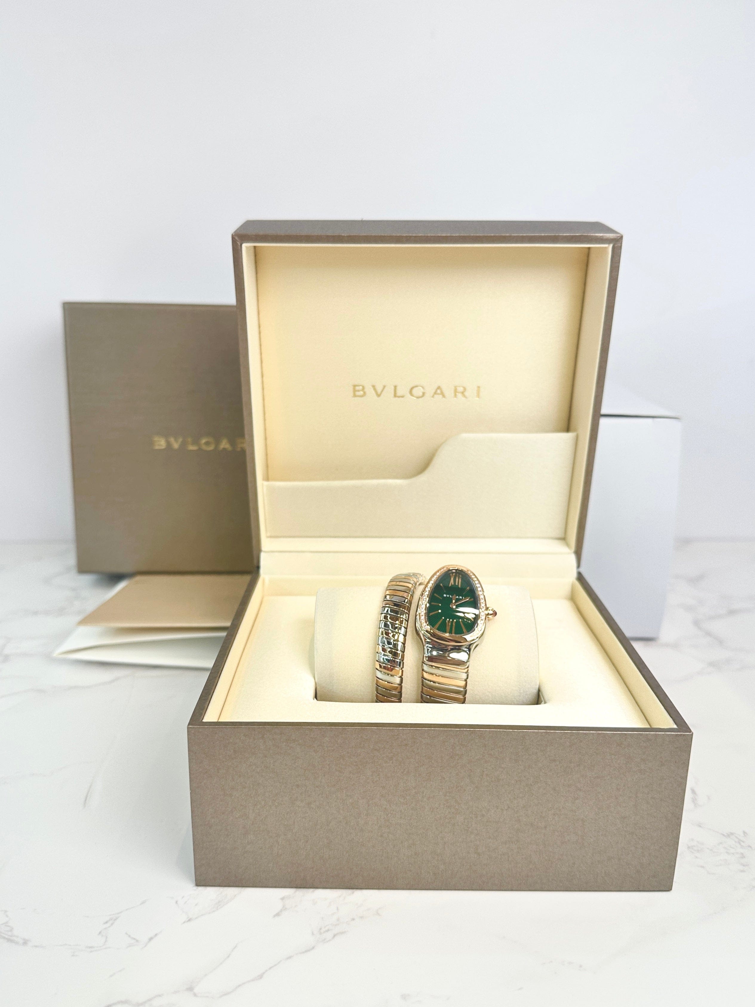 Bvlgari Bvlgari Serpenti Tubogas 35mm Diamond Watch 18K Gold & Steel