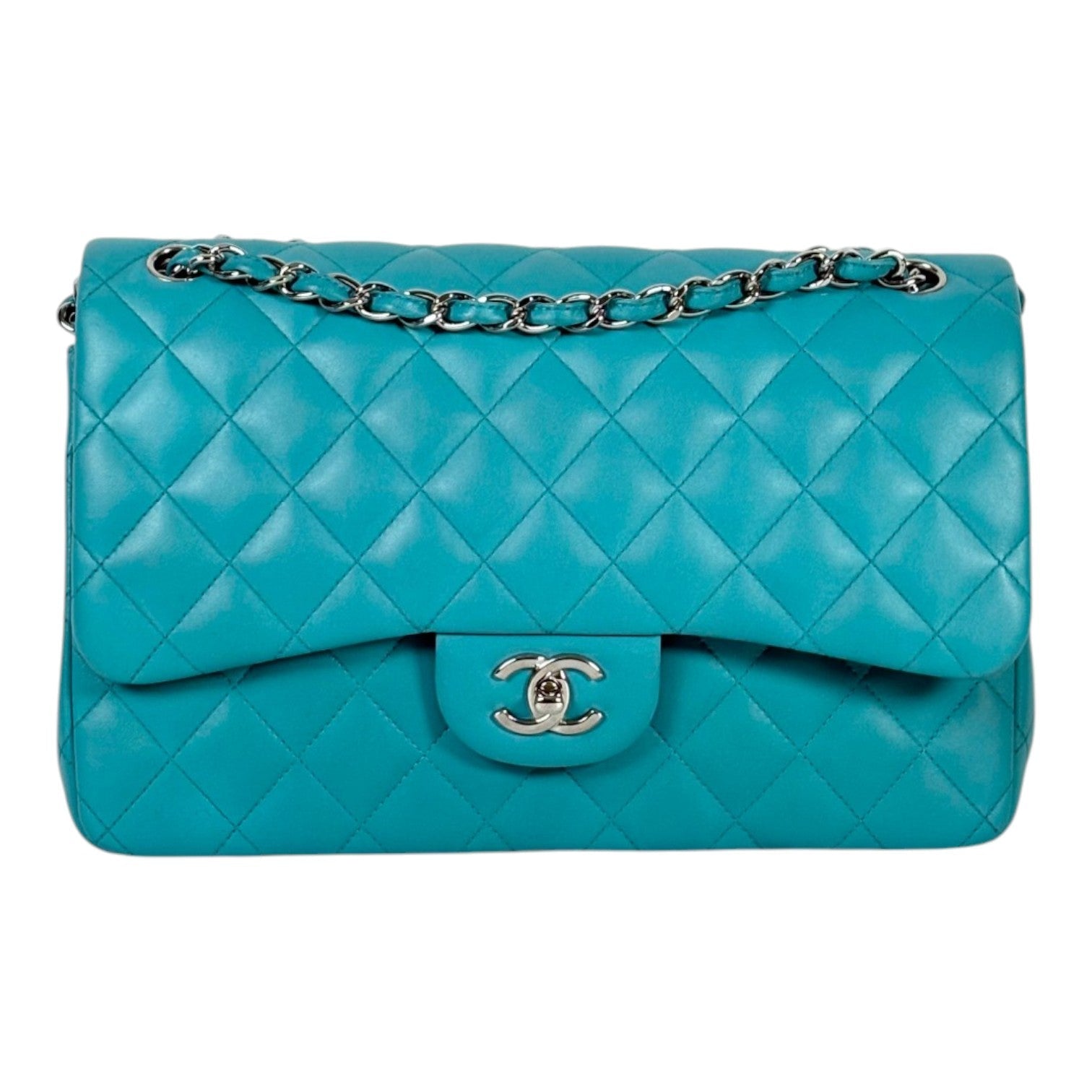 Chanel Turquoise Classic Flap Jumbo in Lambskin