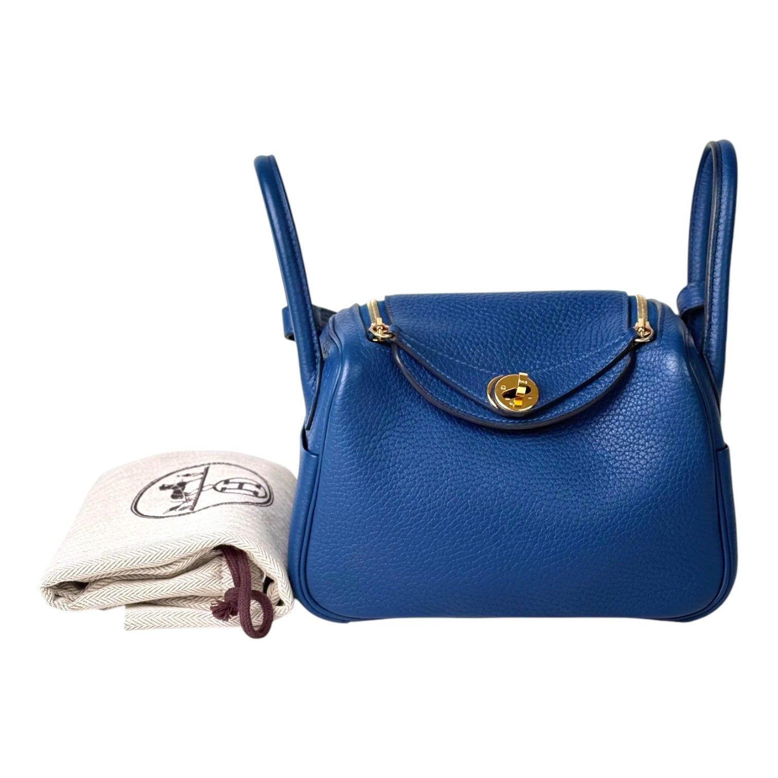 Hermes Lindy Mini Blue Bag in Clemence