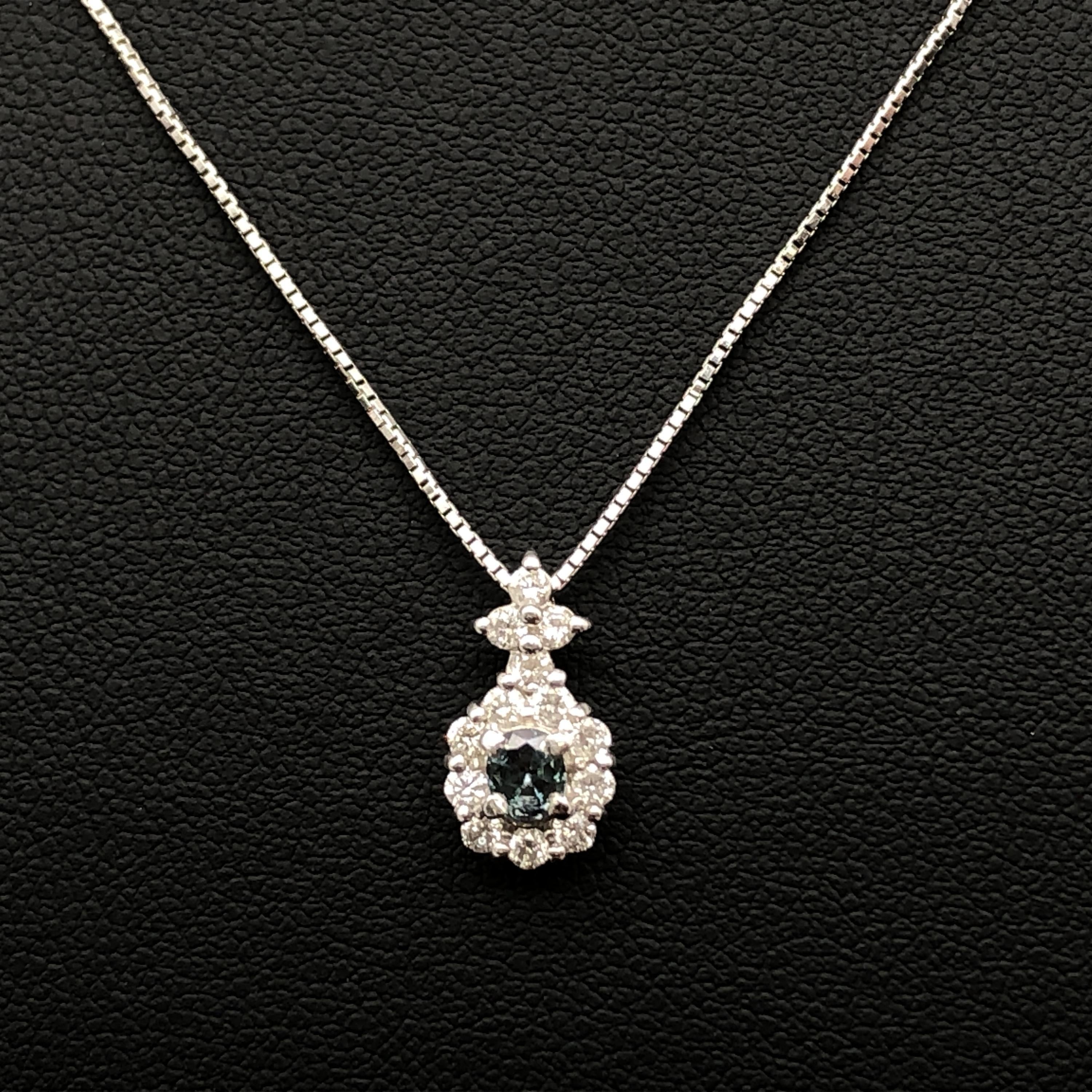 Custom Jewelry 1P Alexandrite & Diamond Necklace Top, A(0.20ct), D(0.25ct), PT900, 1.5g C297423