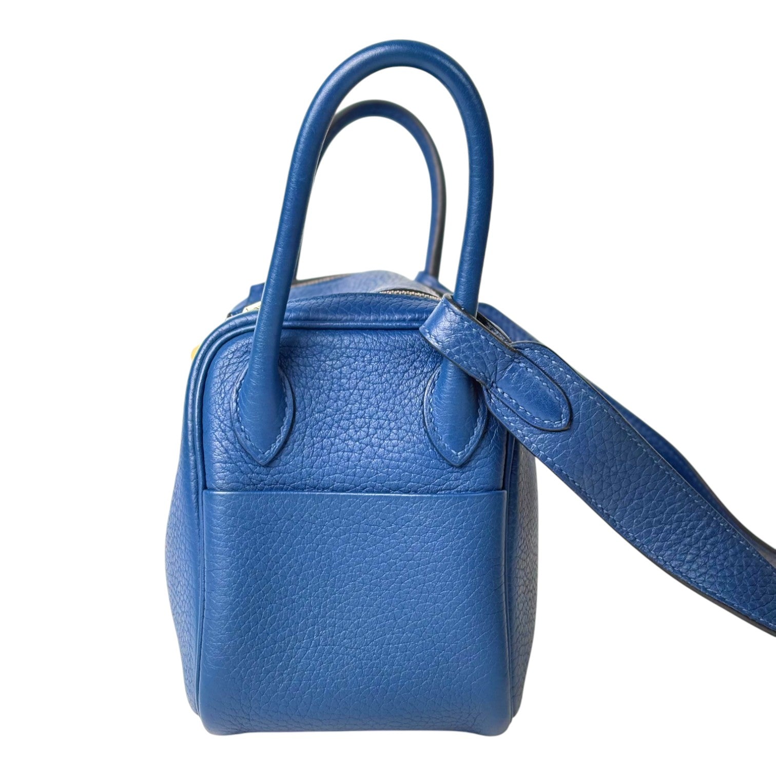 Hermes Lindy Mini Blue Bag in Clemence