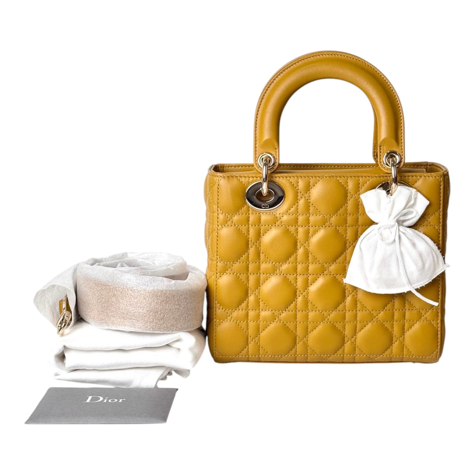 Dior Yellow Small Lady Dior Bag