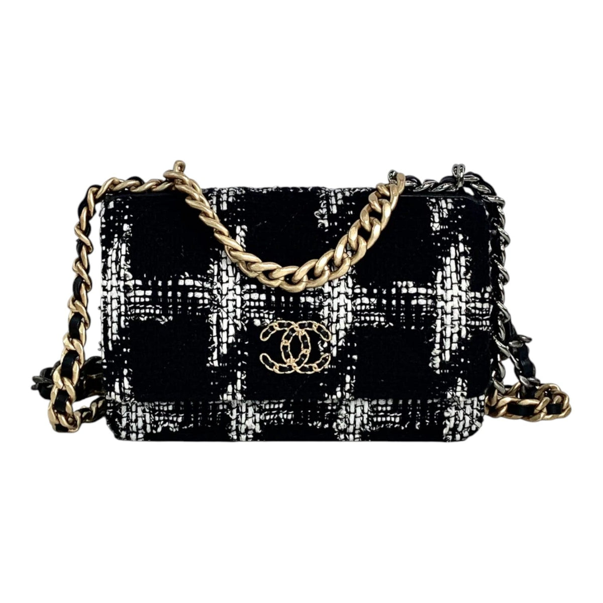 Chanel 19 Tweed Black/White Tweed Bag