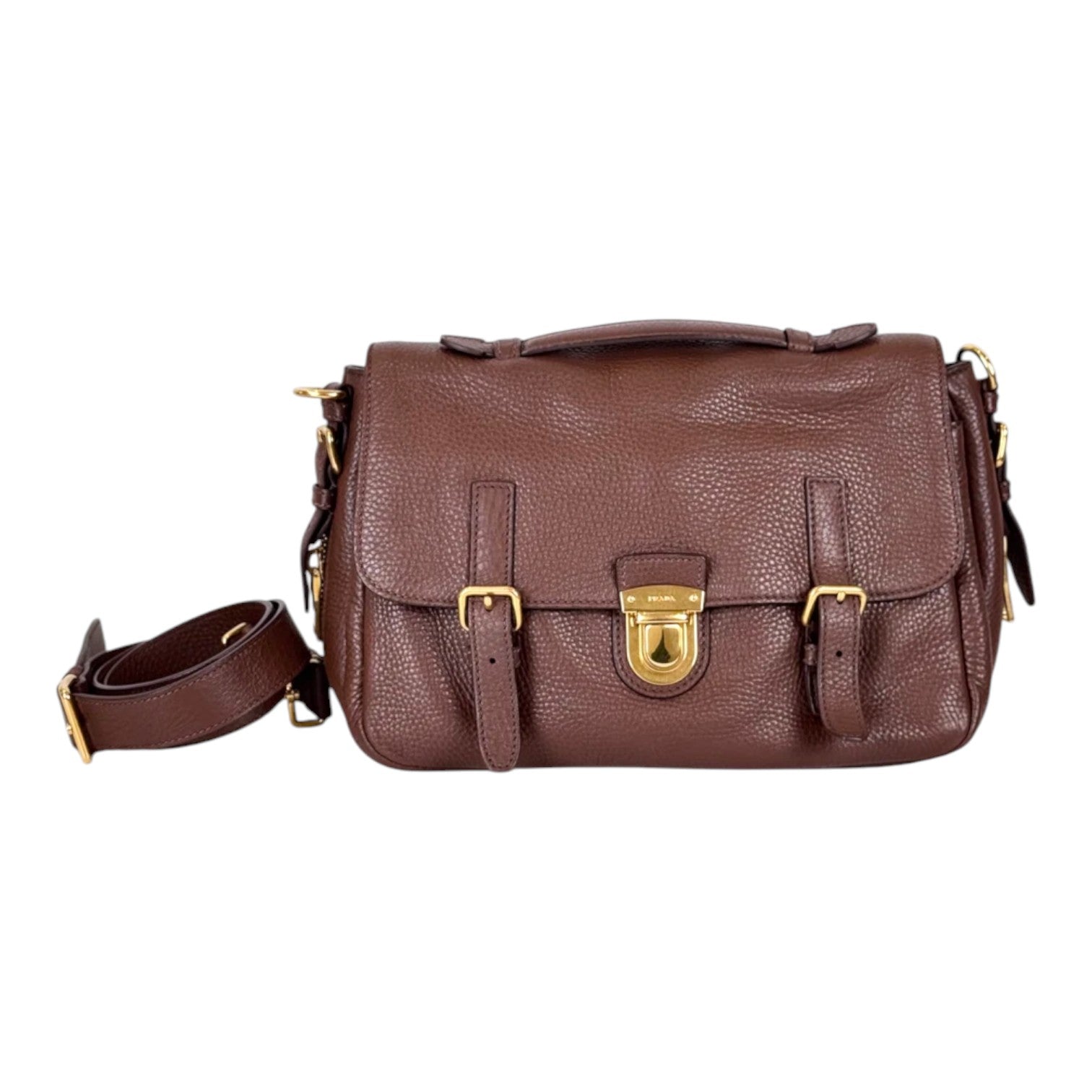 Prada Brown Leather Handbag with Strap