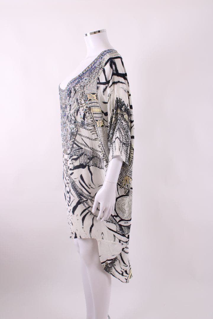 Camilla Camilla S/S Crystal Zebra Print Kaftan Blouse Black/ White O/S
